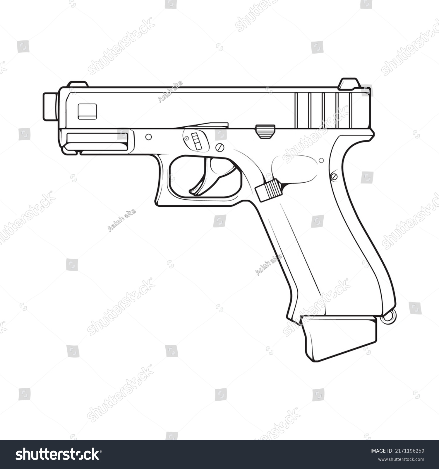 Firearms Line Art Style Shooting Gun Stock Vector (Royalty Free ...