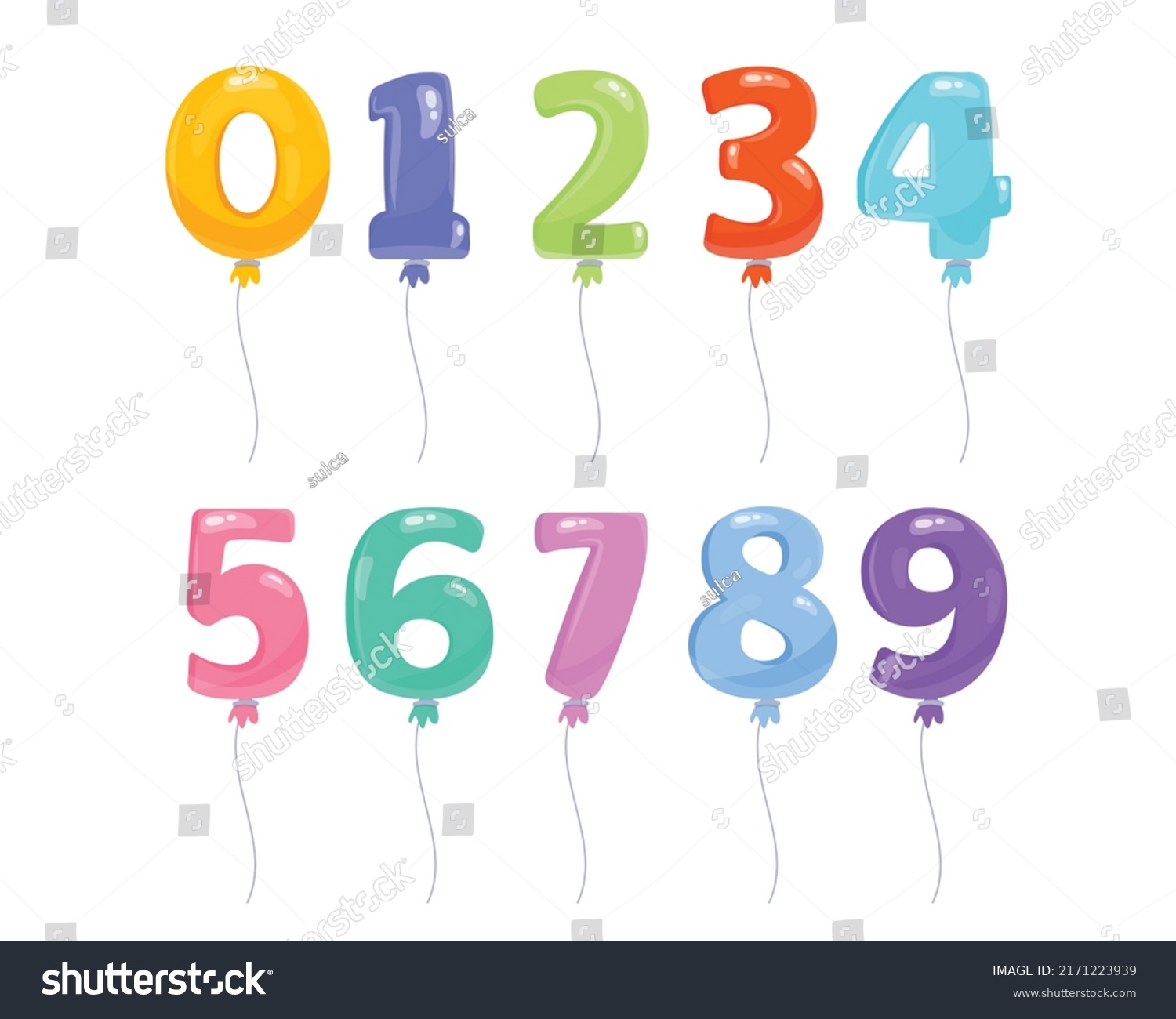 Colorful Balloon Numbers Birthday Party Balloons Stock Vector (Royalty ...