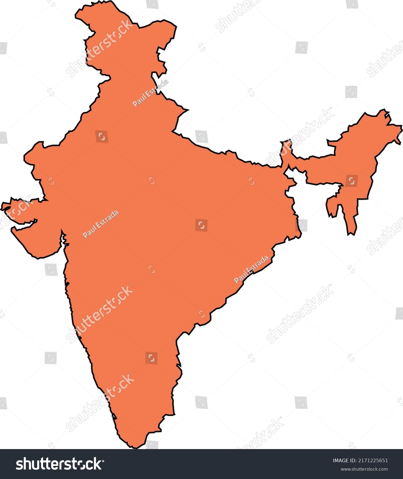 India Map Vector Black Outline Orange Stock Vector (Royalty Free ...