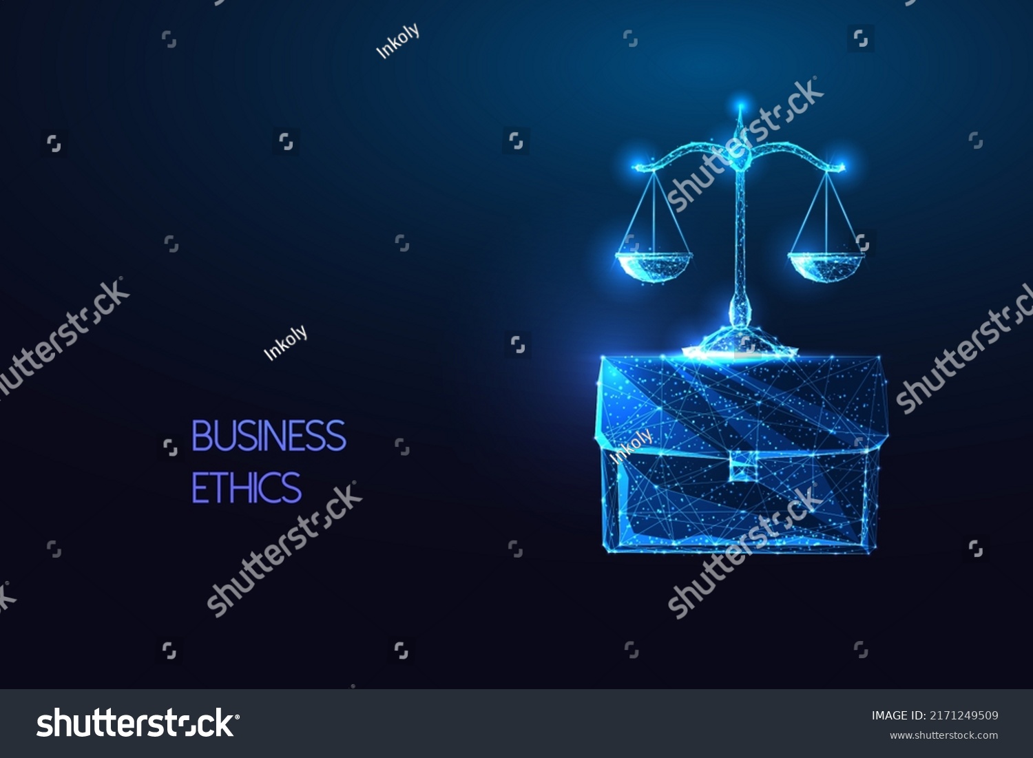 Concept Business Ethics Core Values Futuristic Stock Vector Royalty   Stock Vector Concept Of Business Ethics Core Values In Futuristic Glowing Low Polygonal Style On Blue Backgound 2171249509 