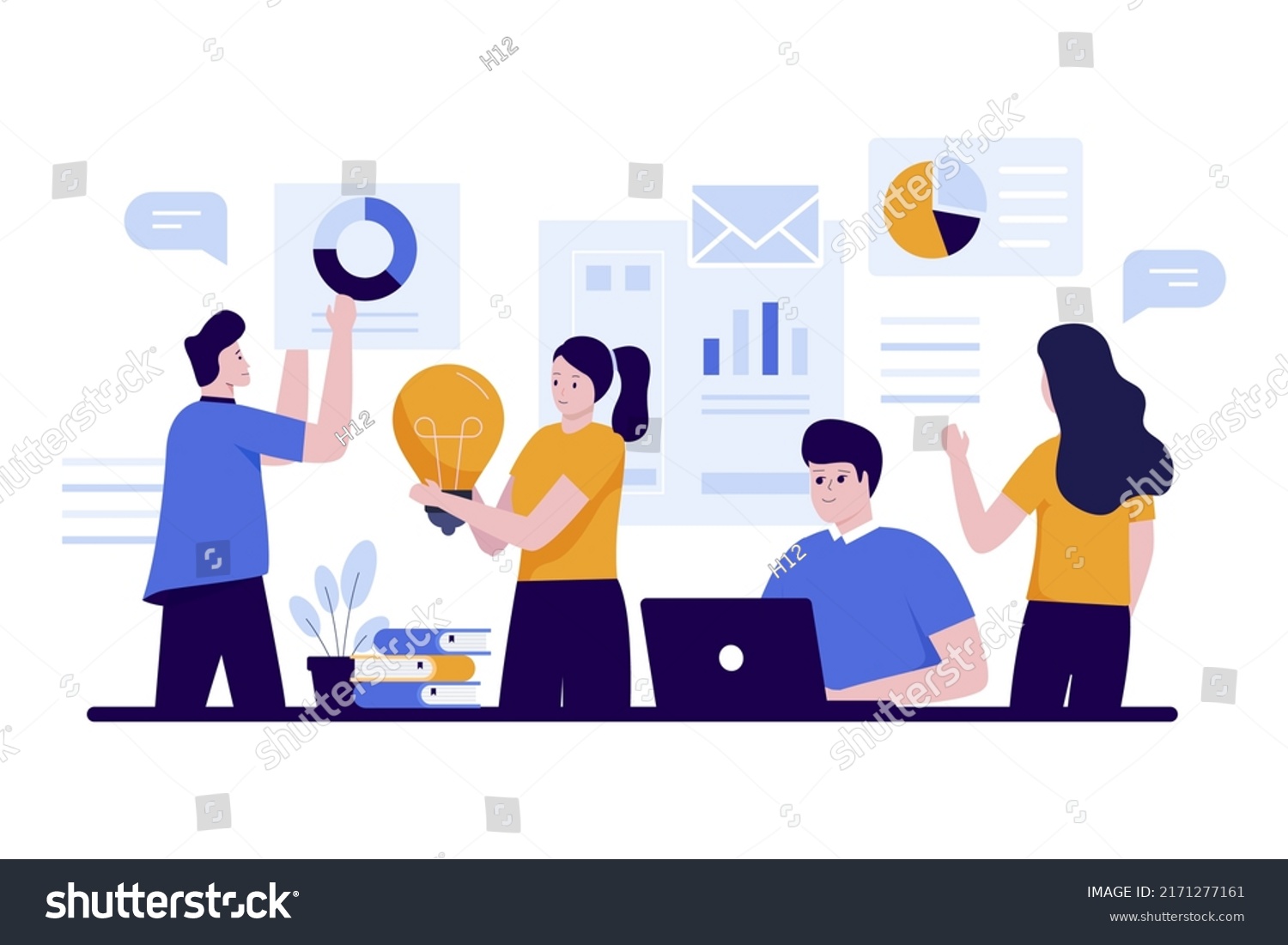 Team Work People Working Office Illustration Stock Vector (Royalty Free ...