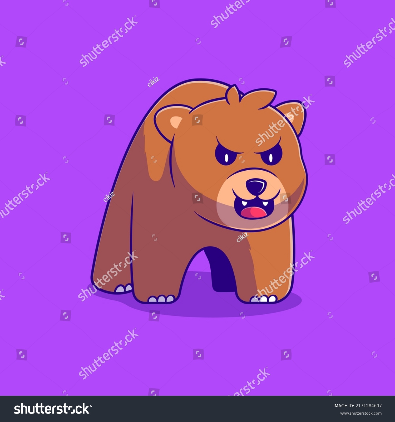Cute Angry Grizzly Bear Illustration Suitable Stock Vector Royalty Free 2171284697 Shutterstock 4999