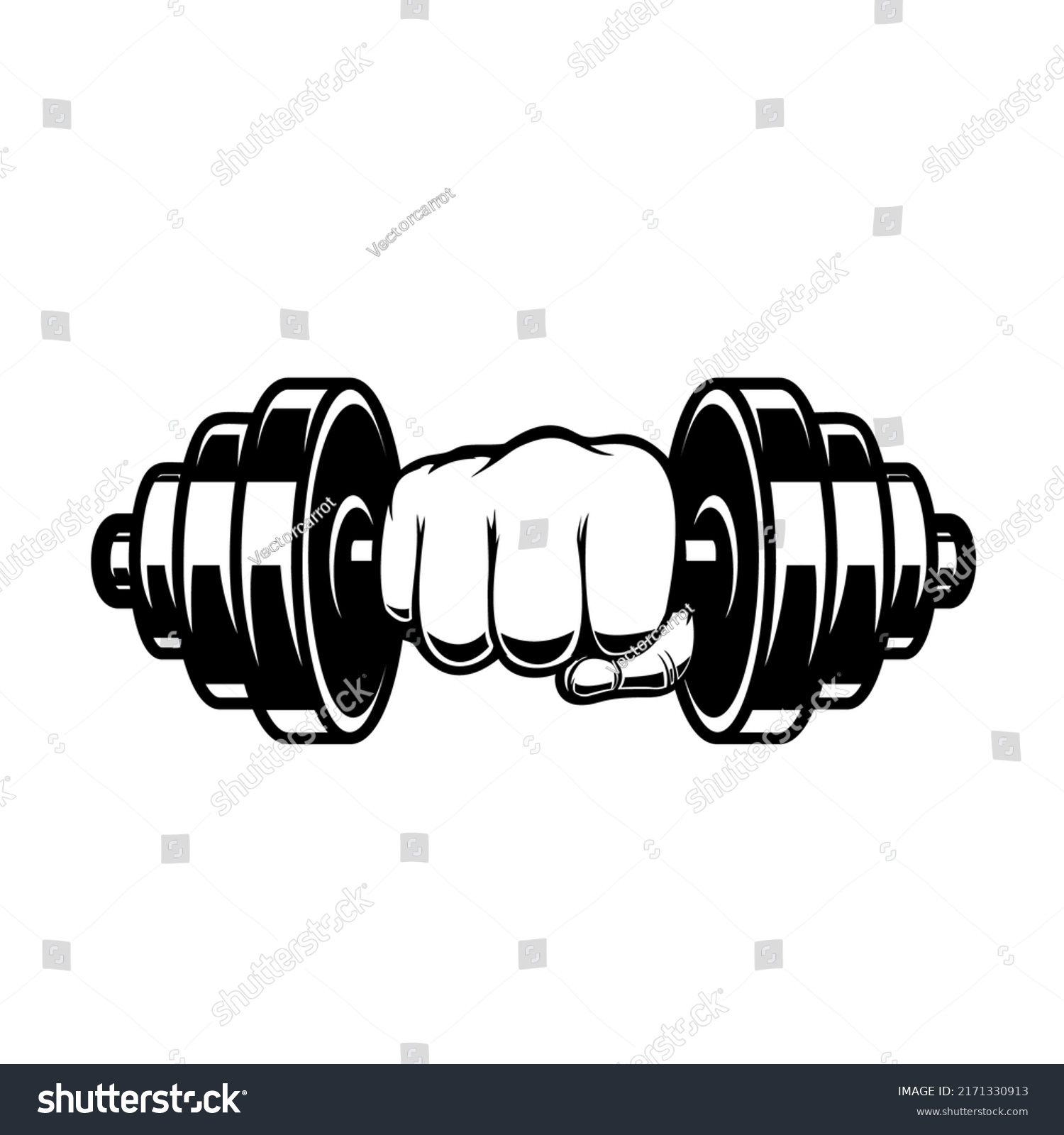 Fist Dumbbell Design Element Poster Card Stock Illustration 2171330913 ...