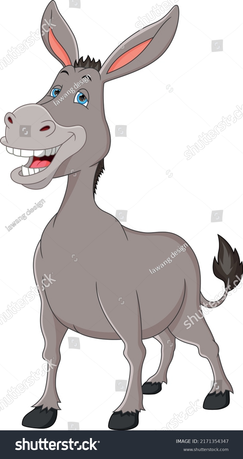 Cute Donkey Cartoon On White Background Stock Vector (Royalty Free ...