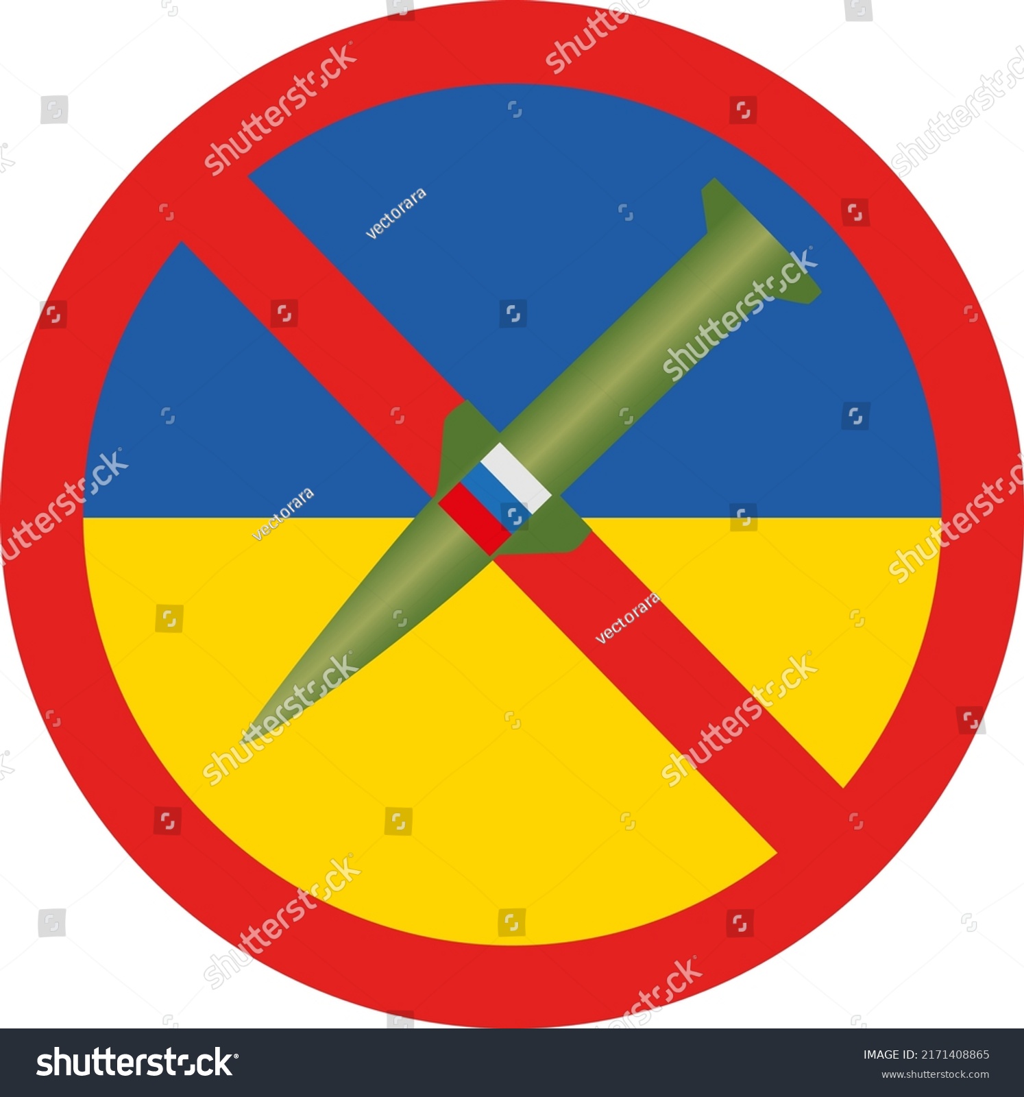 No Russian Missile Ukrainian Flag Background Stock Vector (Royalty Free