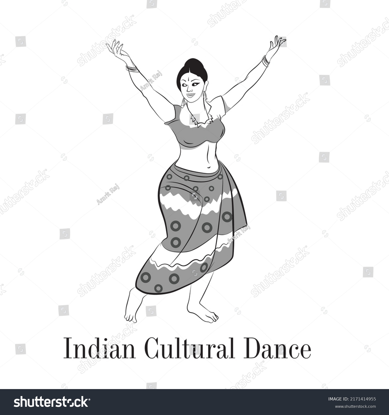 Indian Cultural Dance Pose Vector Illustration 库存矢量图（免版税）2171414955 Shutterstock 