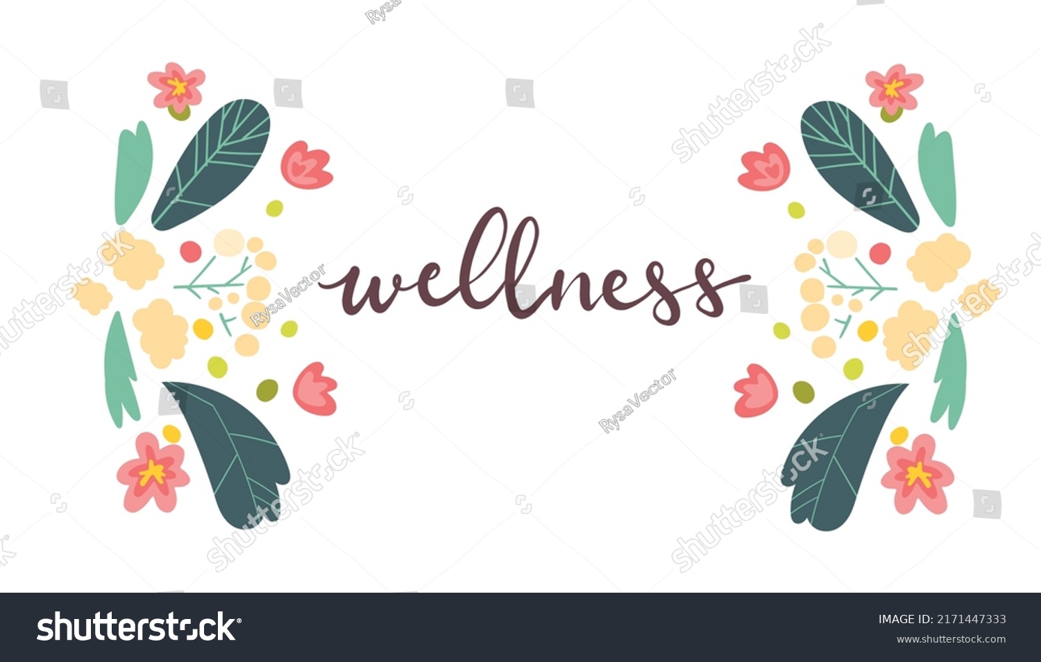 Wellness Handwritten Lettering Card Concept Vector Stock Vector ...