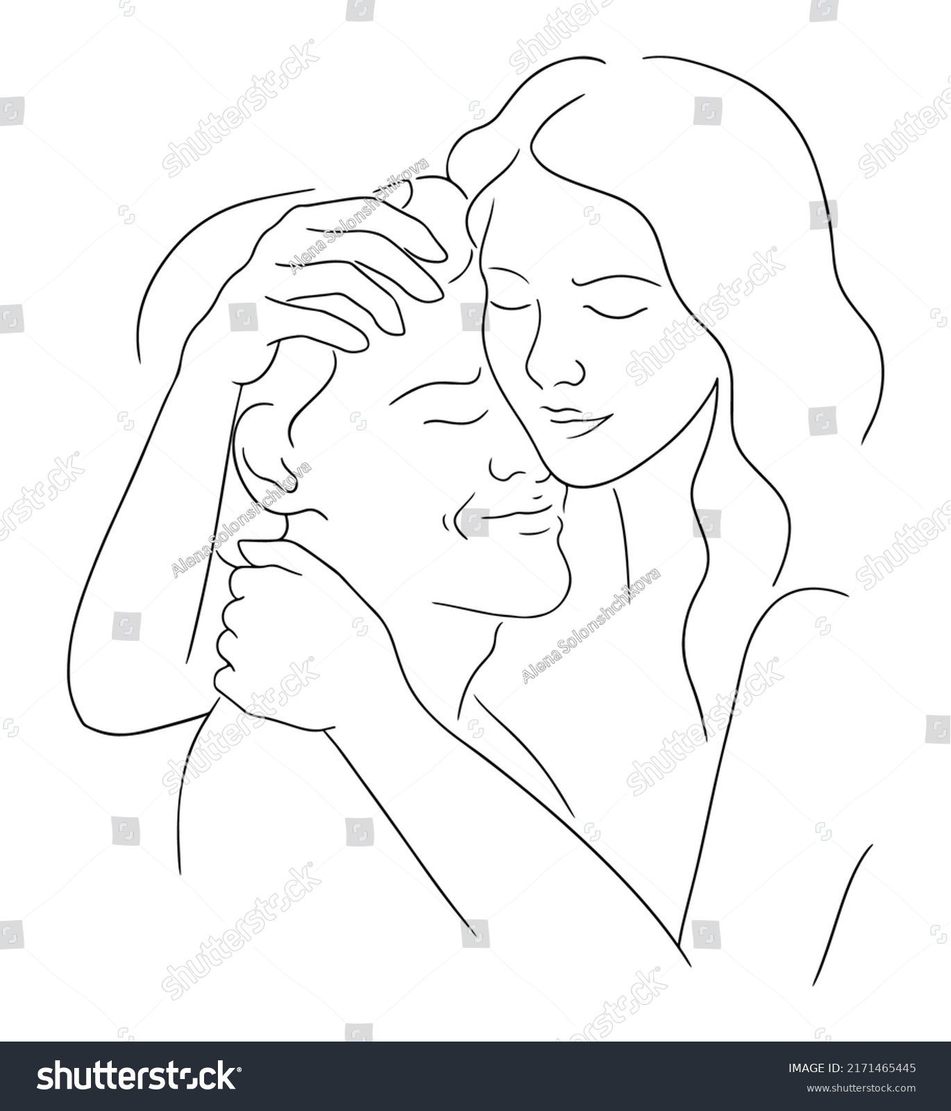 Silhouette Hugging Couple Line Art Vector Stock Vector (Royalty Free ...