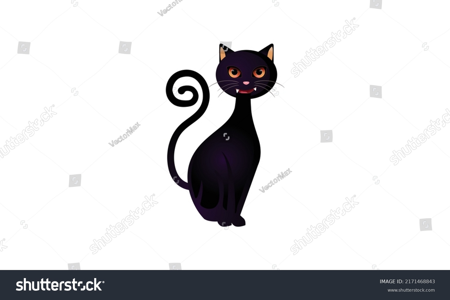 Witches Cat Sitting Vector Template Design Stock Vector (Royalty Free ...