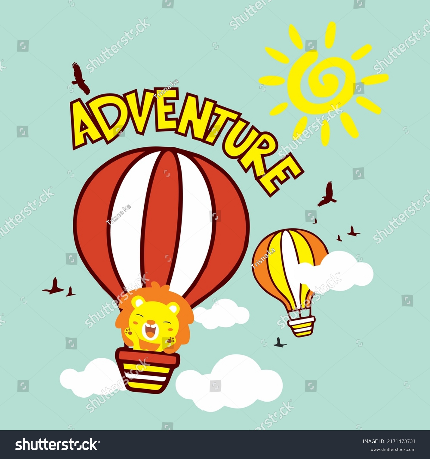 Lion Adventure Air Ballon Stock Vector (Royalty Free) 2171473731 ...