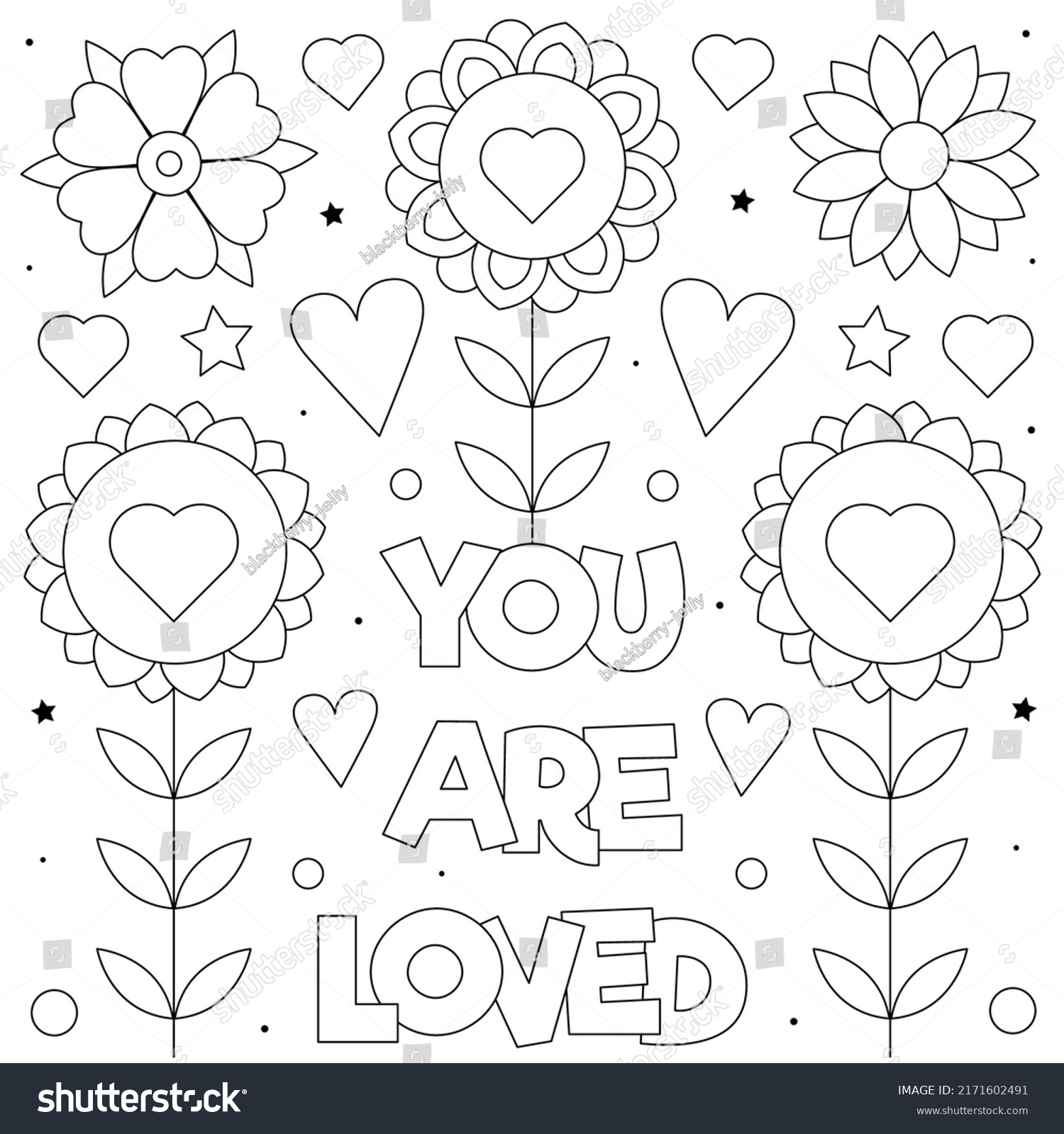 You Loved Coloring Page Black White Stock Vector (Royalty Free ...