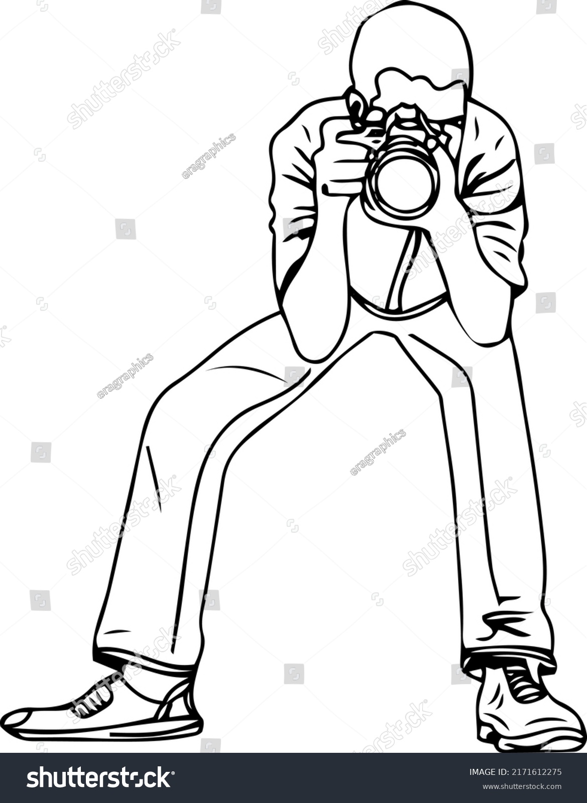 Photography Logo Camera Man Vector Sketch Stock Vector (Royalty Free ...