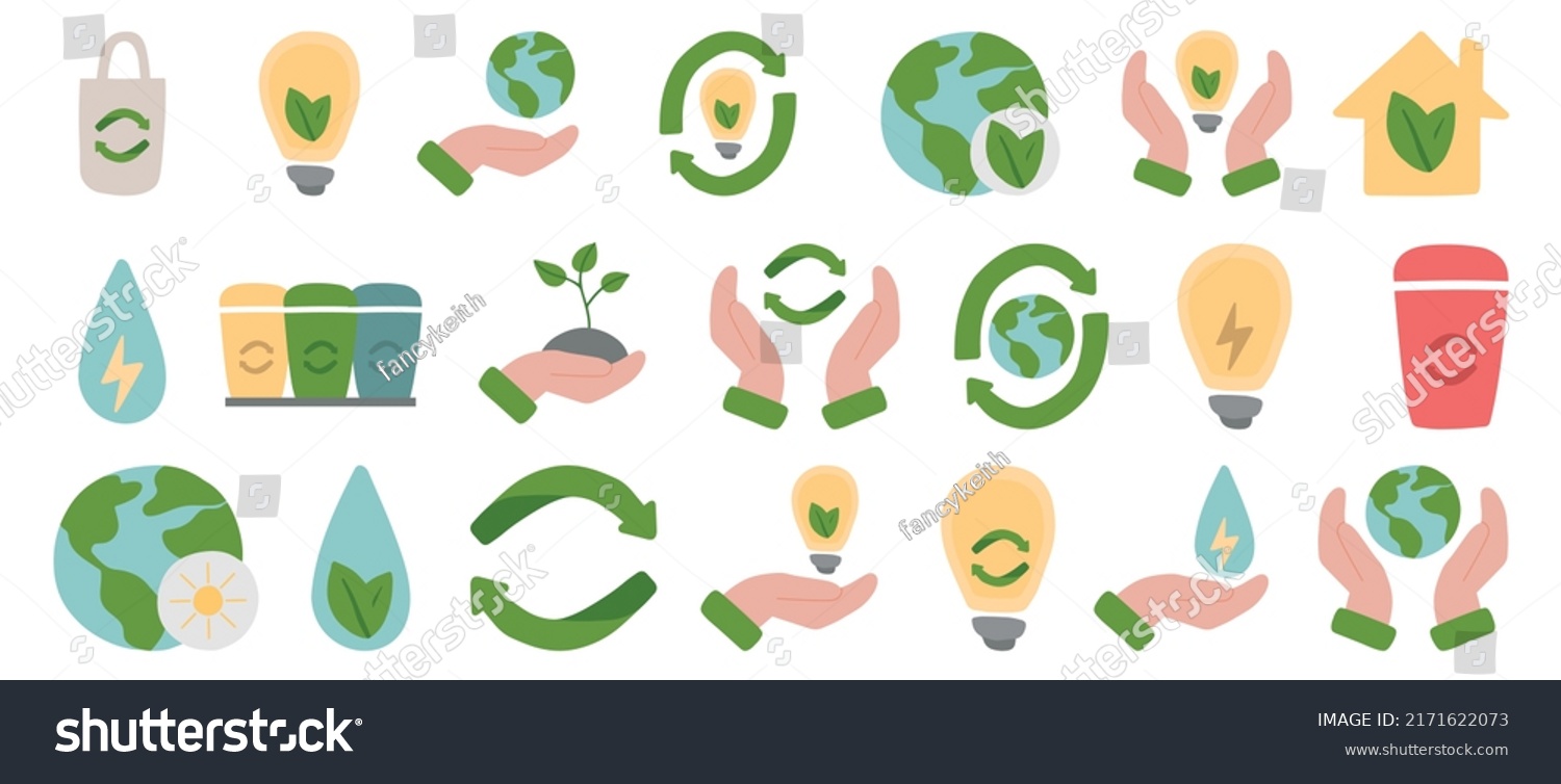 Ecology Eco Icon Set Contains Icons Stock Vector (Royalty Free ...