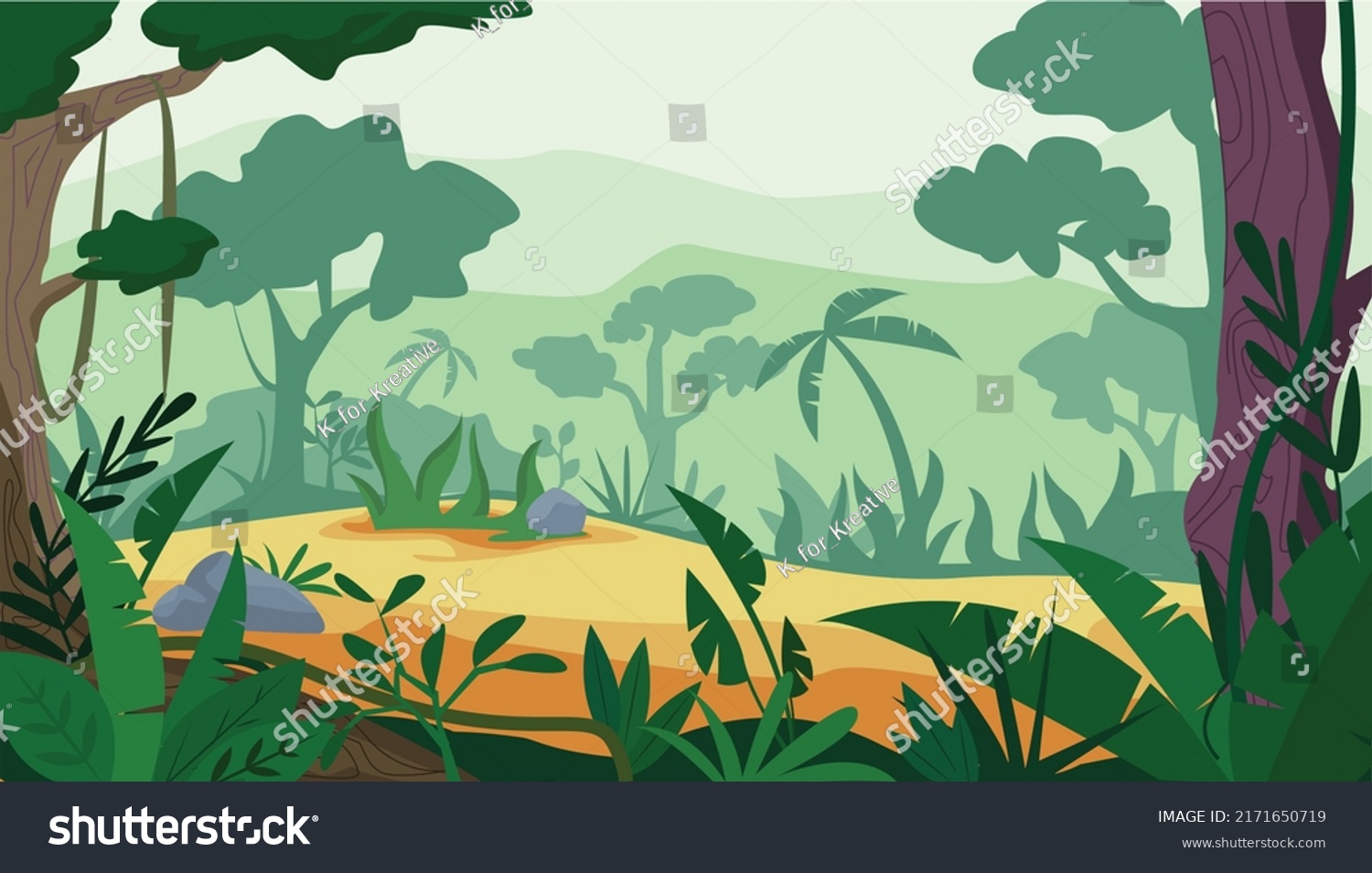 Green Forest Art Vector Illustration Stock Vector (Royalty Free ...