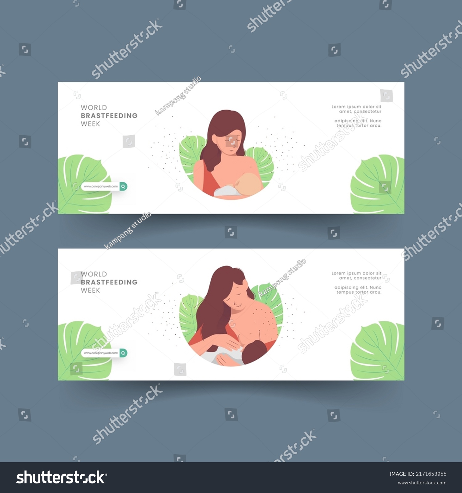 World Breastfeeding Week Banner Set Fanpage Stock Vector Royalty Free