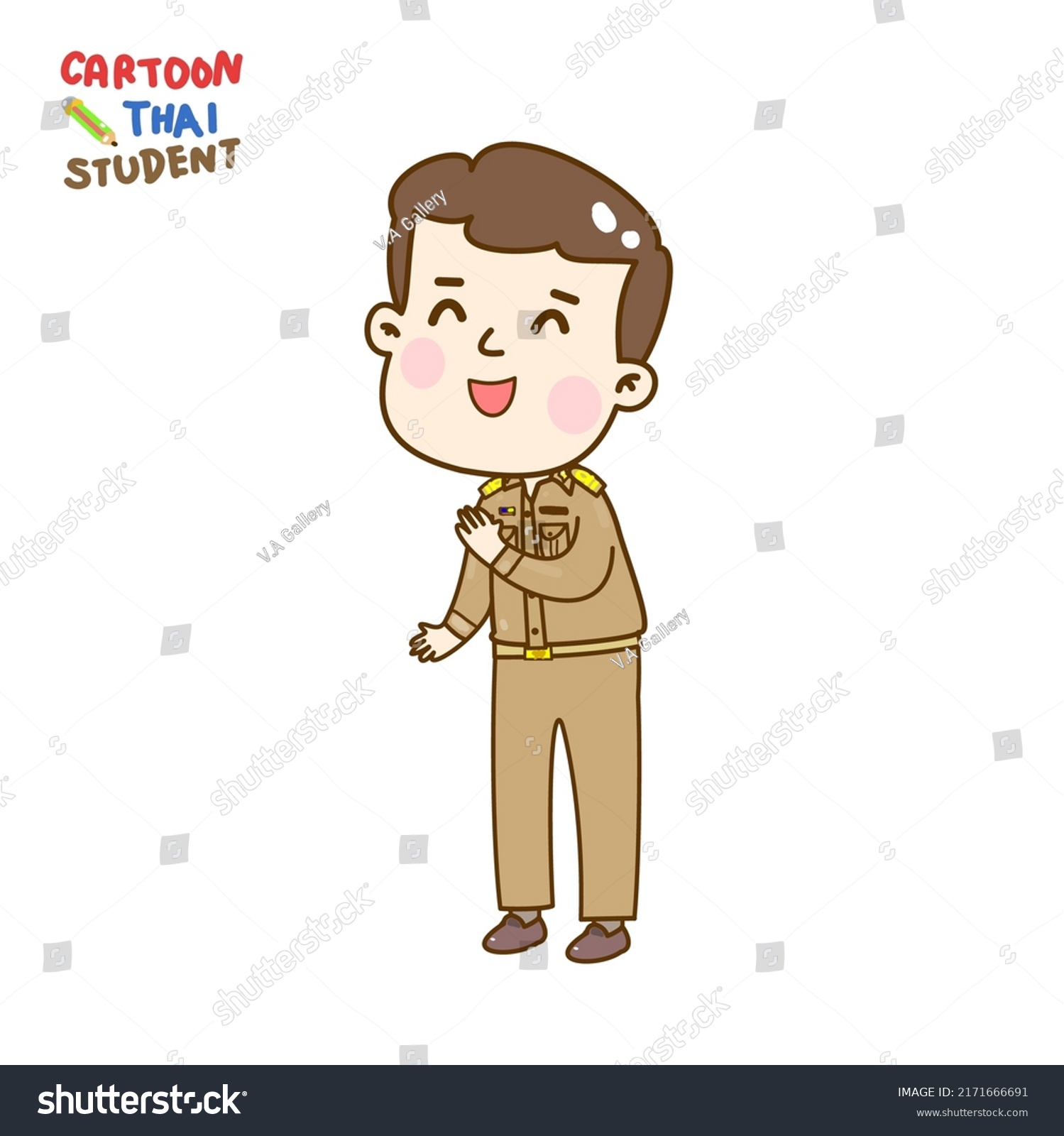 Cartoon Cute Thai Teacher Character Vector Stock Vector (Royalty Free ...