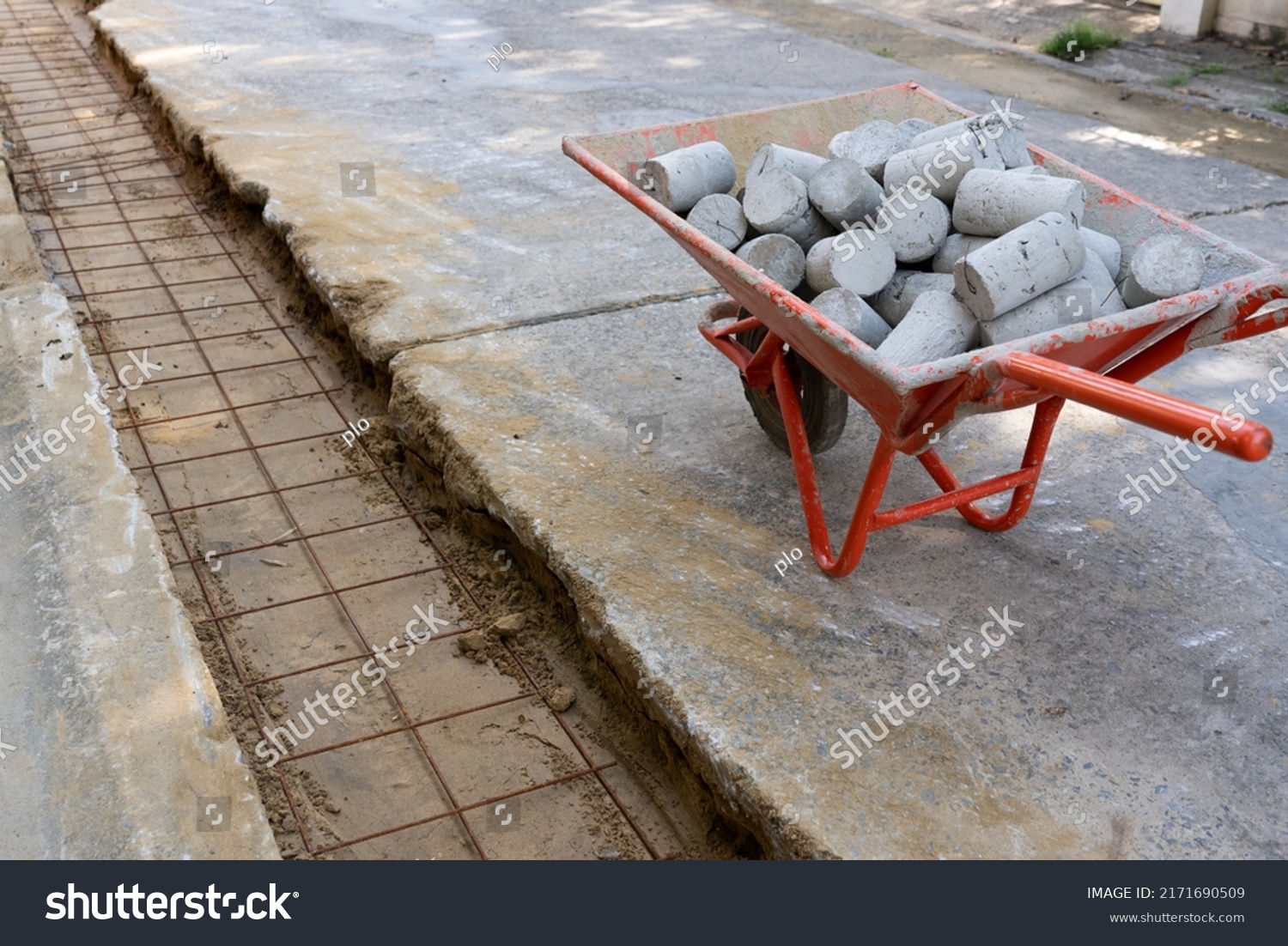 Concrete Slab Wire Mesh Used Reinforece Stock Photo 2171690509