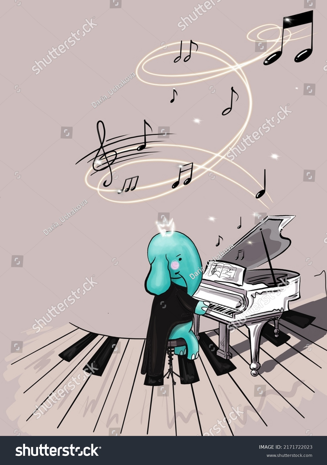 Cute Elephant Playing Piano Stock Illustration 2171722023 | Shutterstock