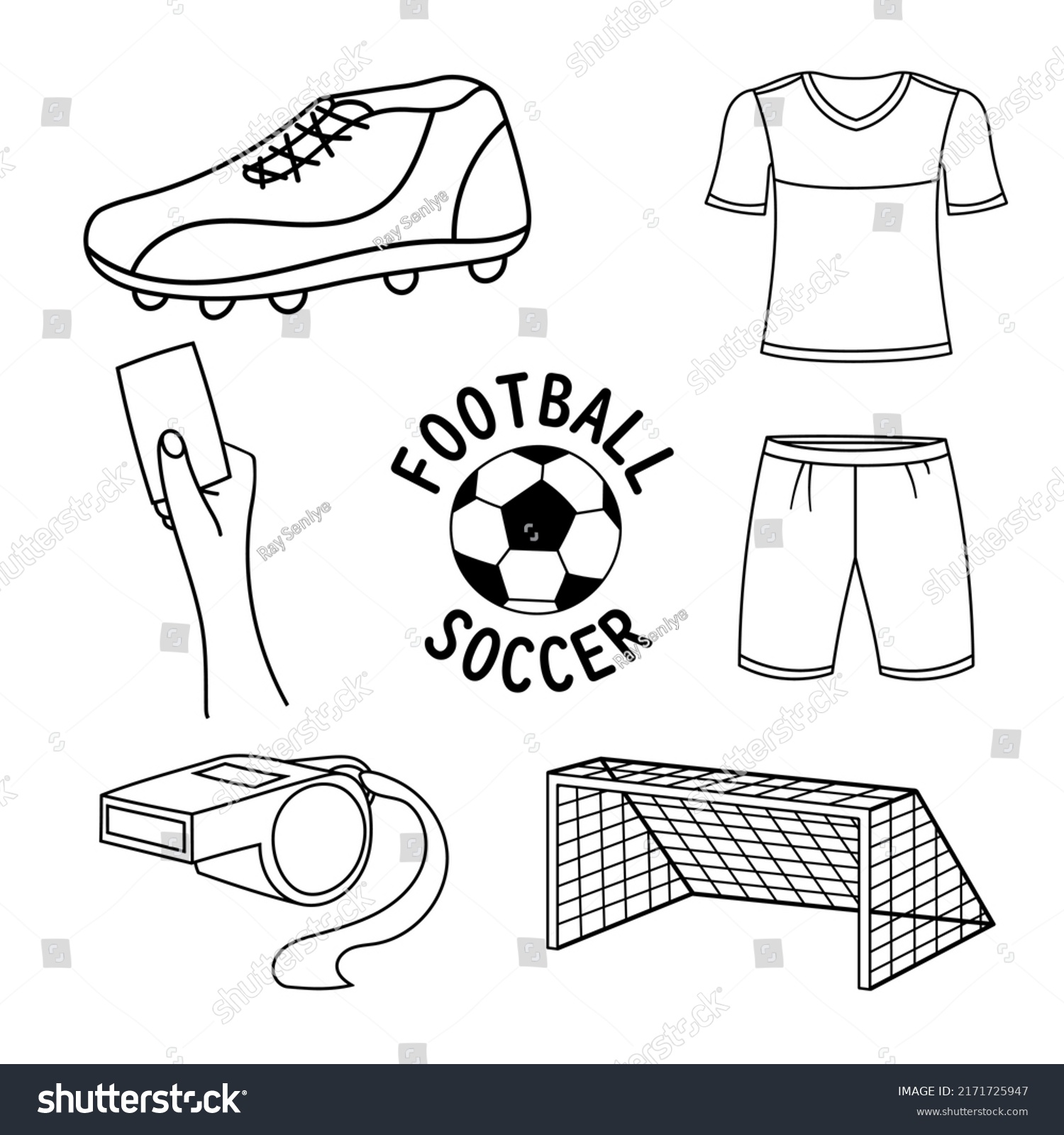 Football Soccer Element Set Hand Drawn Stock Vector (Royalty Free ...