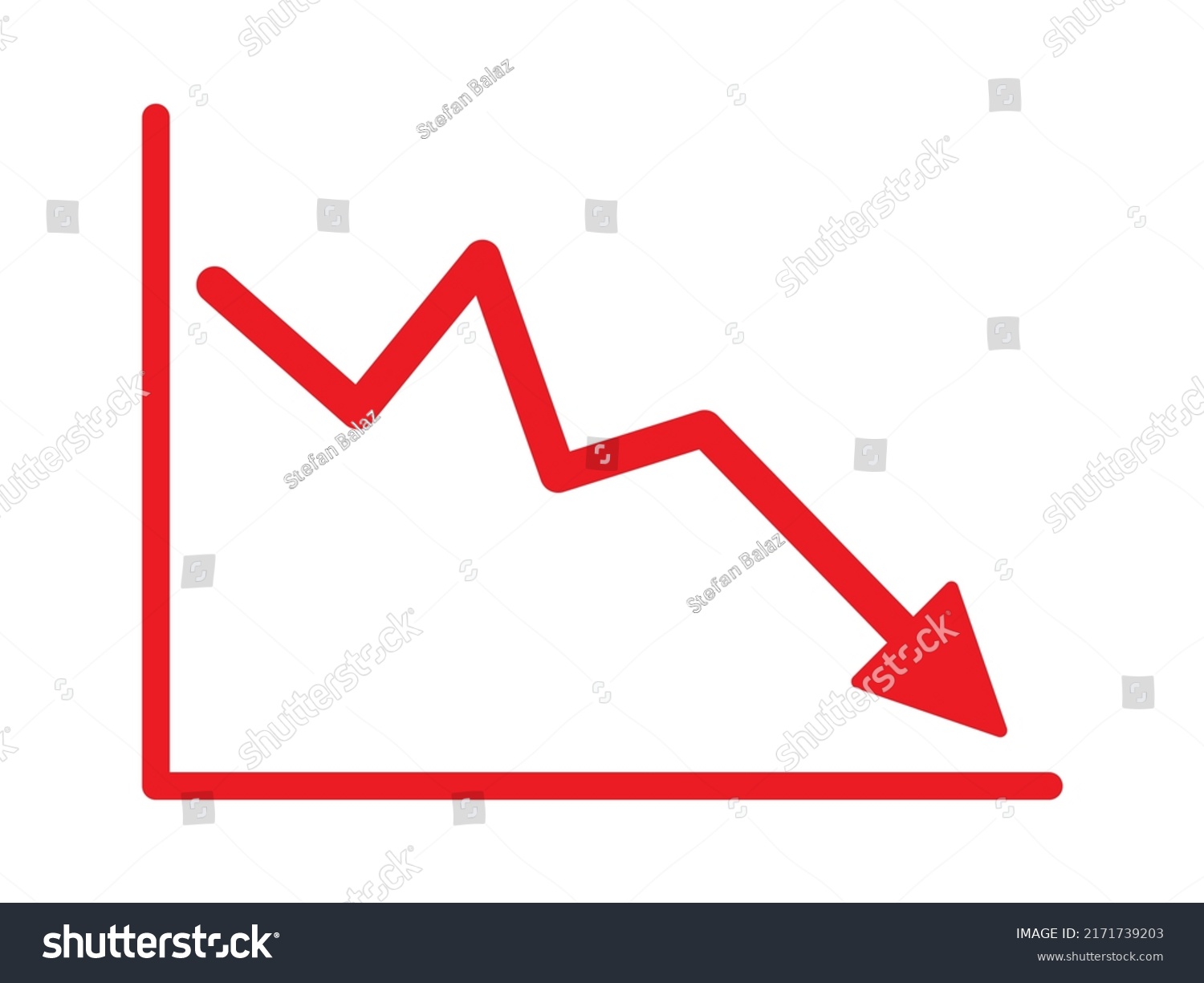 Red Arrow Going Down Stock Icon Stock Vector (Royalty Free) 2171739203 ...