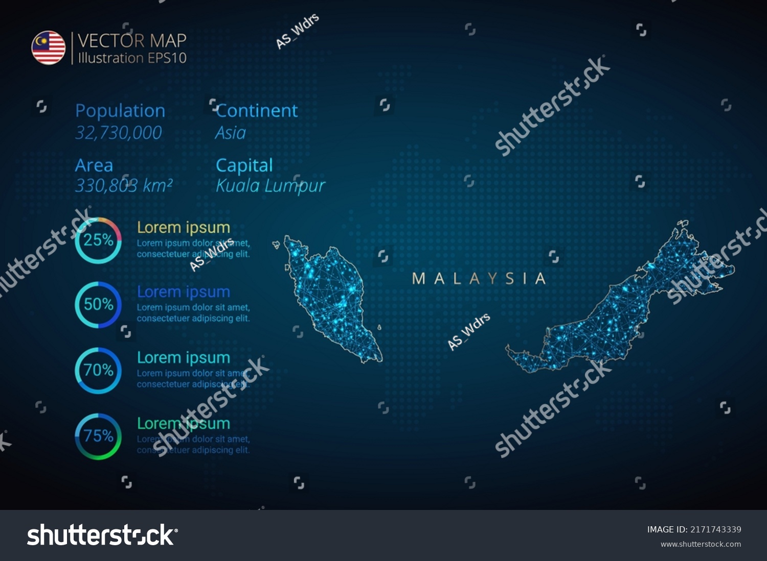 Malaysia Map Infographics Vector Template Abstract Stock Vector   Stock Vector Malaysia Map Infographics Vector Template With Abstract Geometric Mesh Polygonal Light Concept On 2171743339 