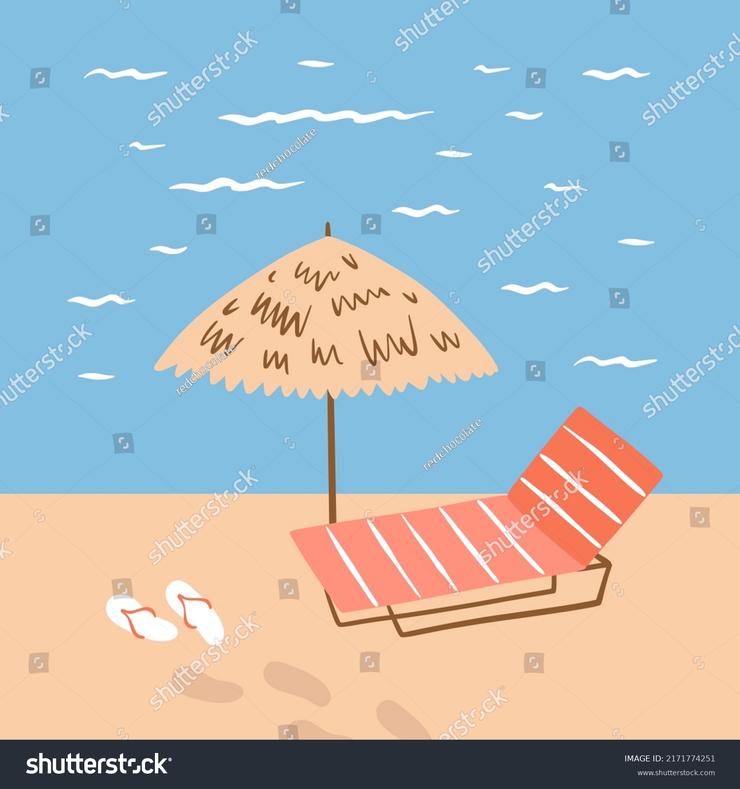 Beach Deck Chair Beach Chaise Longue Stock Vector Royalty Free