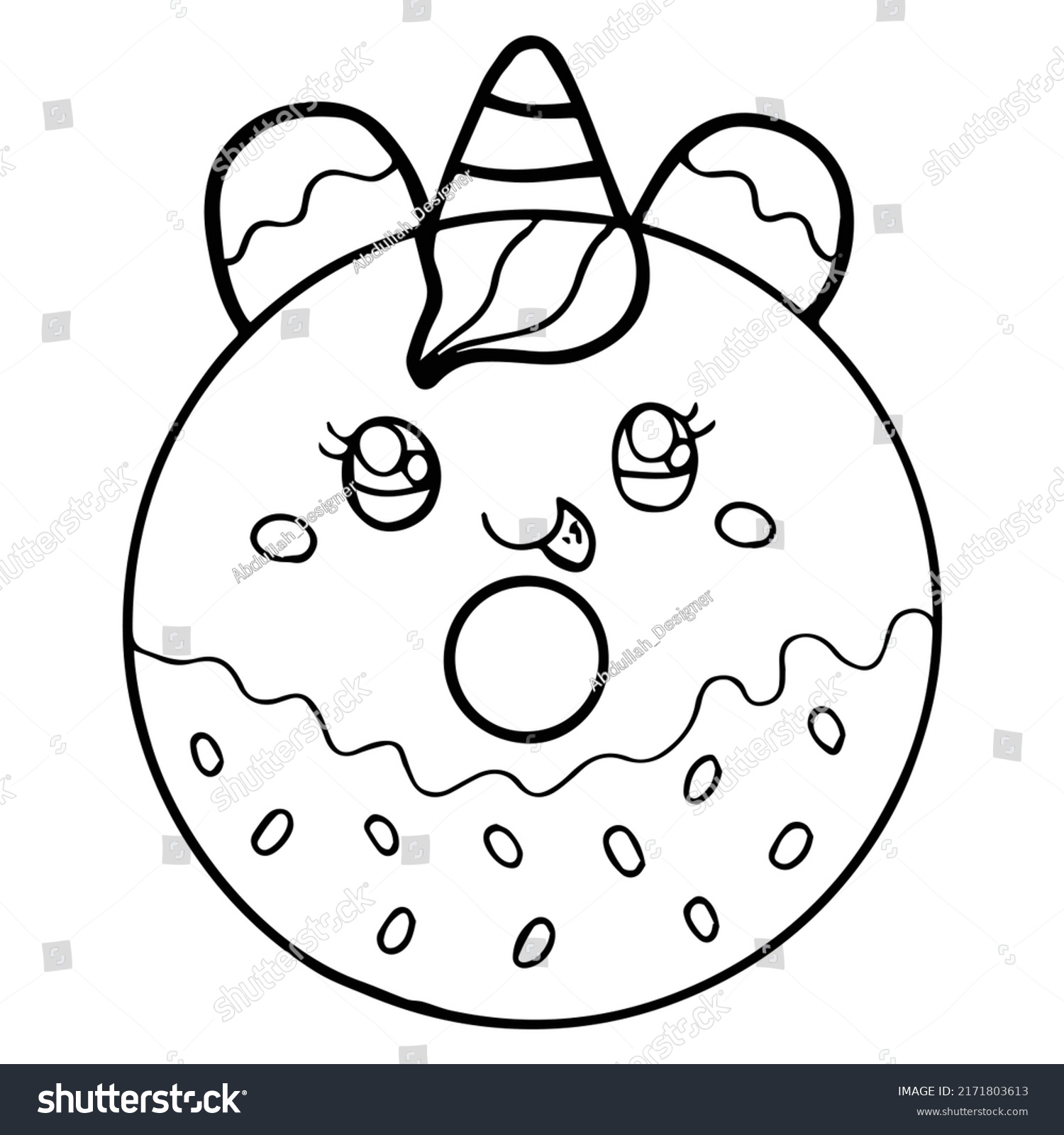 Kids Coloring Pages Cute Cat Donut Stock Vector (Royalty Free