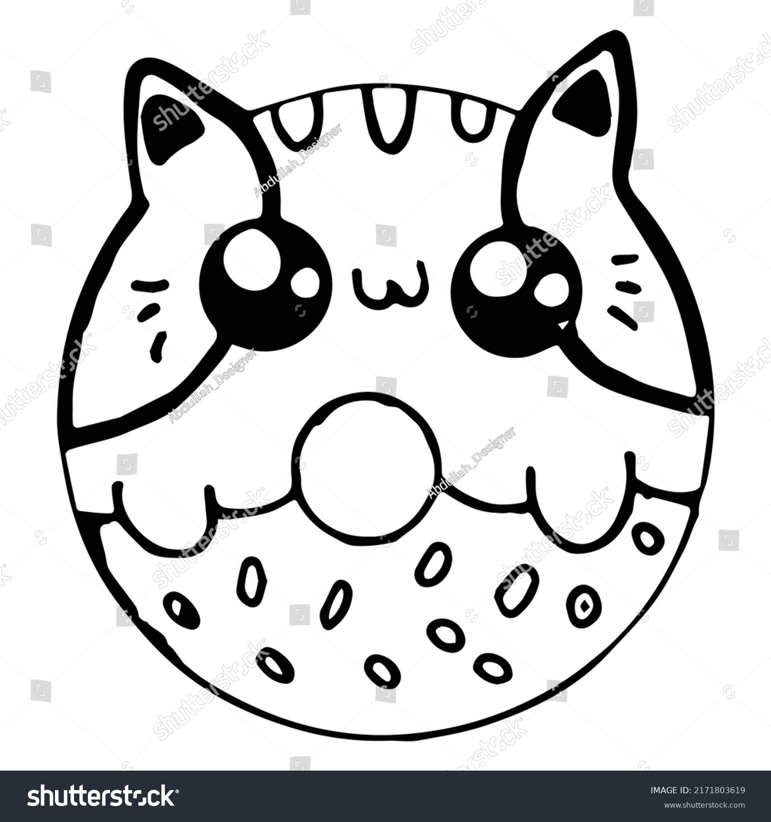 Kids Coloring Pages Cute Cat Donut: เวกเตอร์สต็อก (ปลอดค่าลิขสิทธิ์