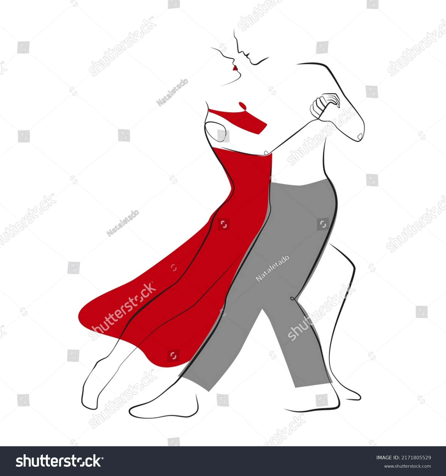 Couple Dancing Latin Dance Line Art Stock Vector (Royalty Free ...