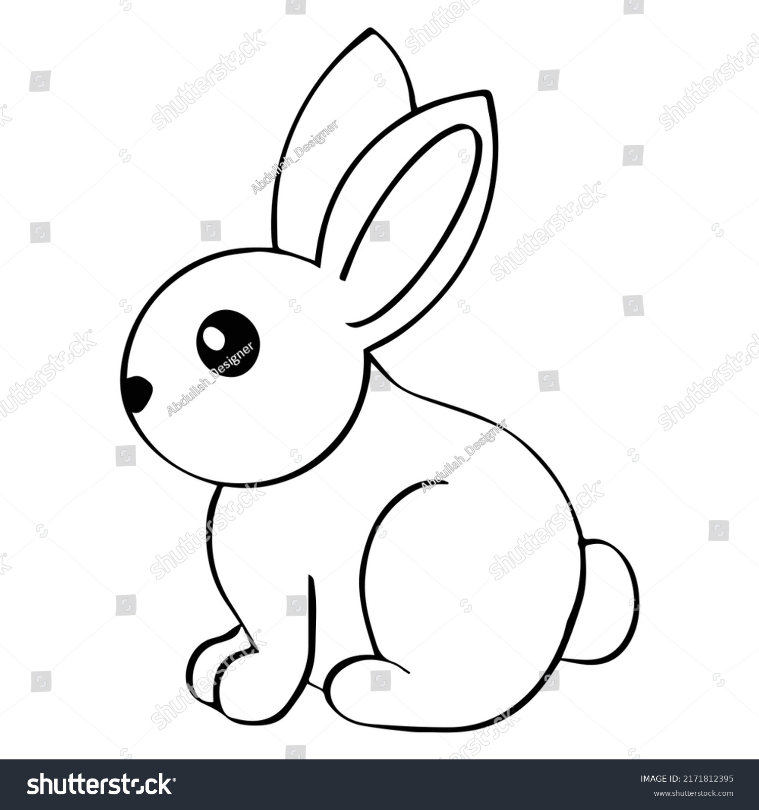 Kids Coloring Pages Cute Bunny Character Stock Vector (Royalty Free ...