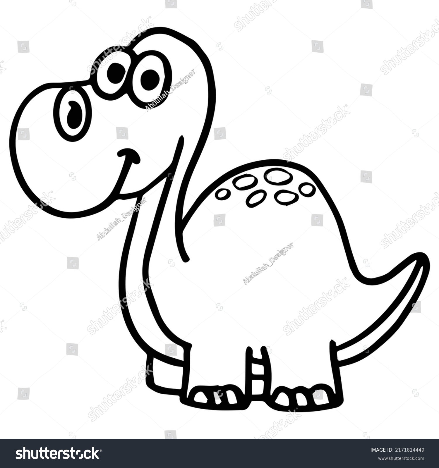 Kids Coloring Pages Cute Dinosaur Character Stock Vector (Royalty Free ...