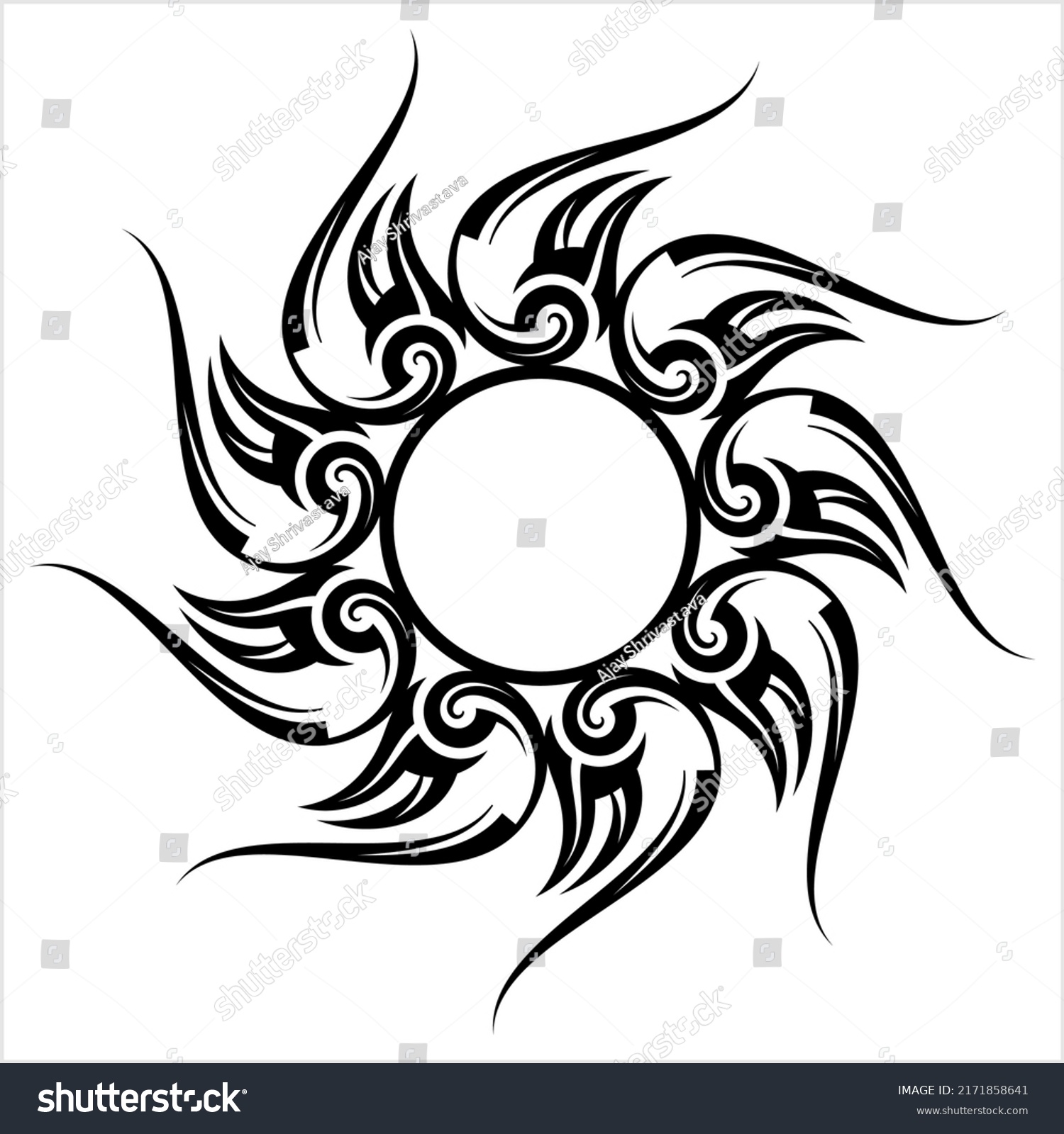 Tribal Tattoo Sun Sun Flame Sunburst Stock Vector (Royalty Free ...