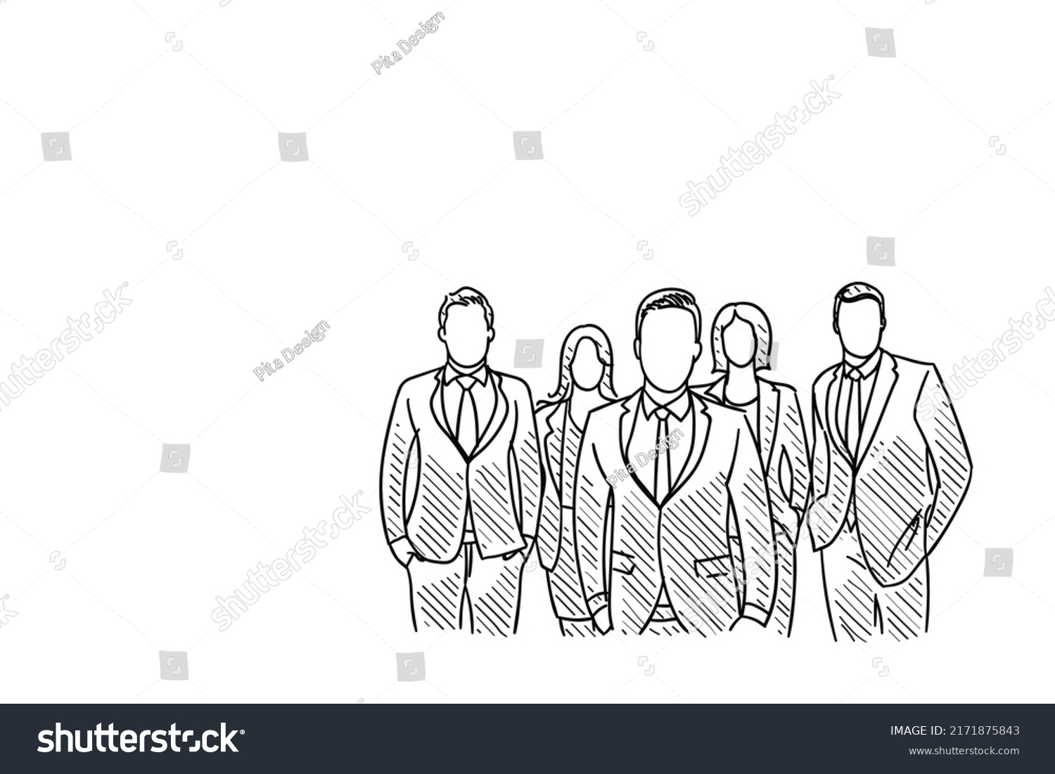 Character Business People Standing Team Hand Stock Vector (Royalty Free ...