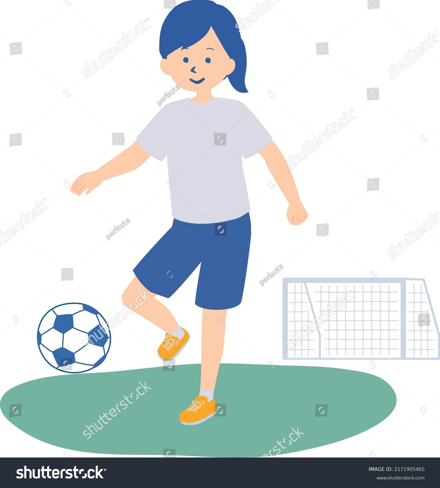 Stock Vector Illustration Of A Girl Playing Soccer Soccer Team 2171905465 