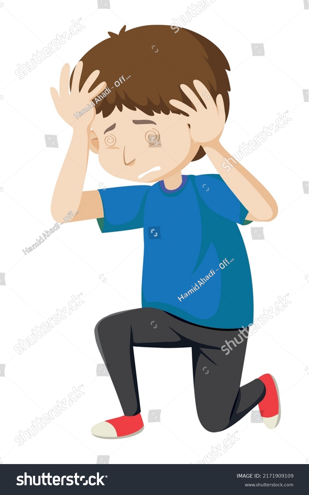 Boy Feel Headache Pain Head Vector Stock Vector (Royalty Free ...