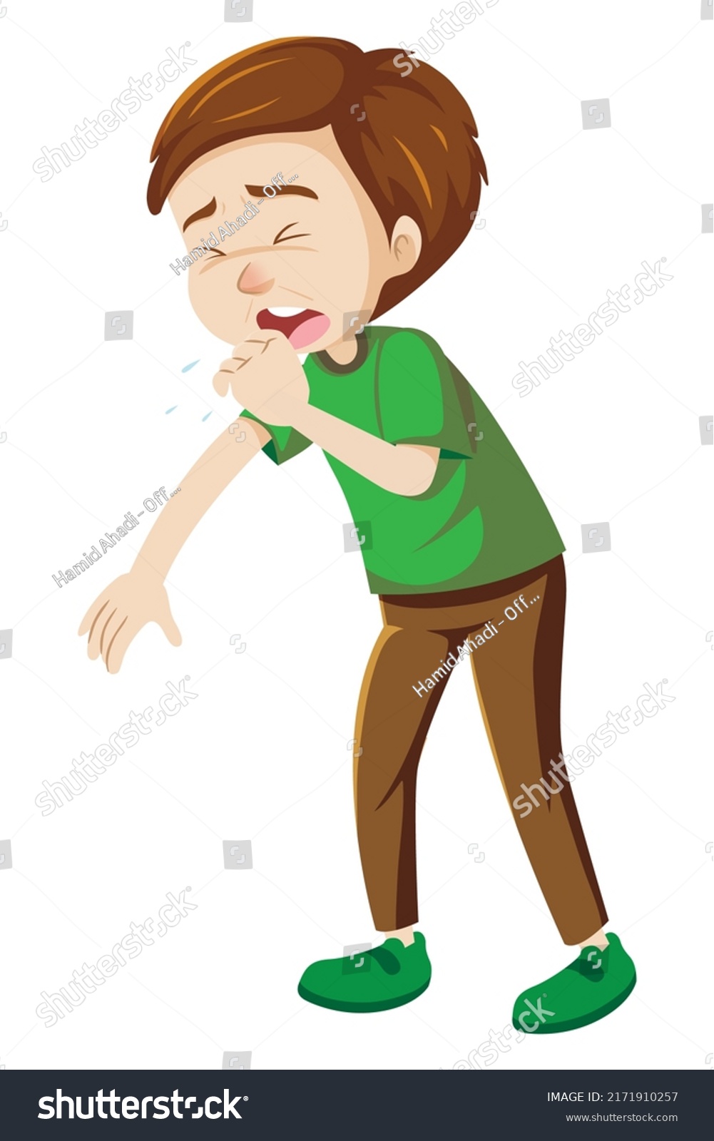 Boy Coughing Isolated On White Background Stock Vector (Royalty Free ...