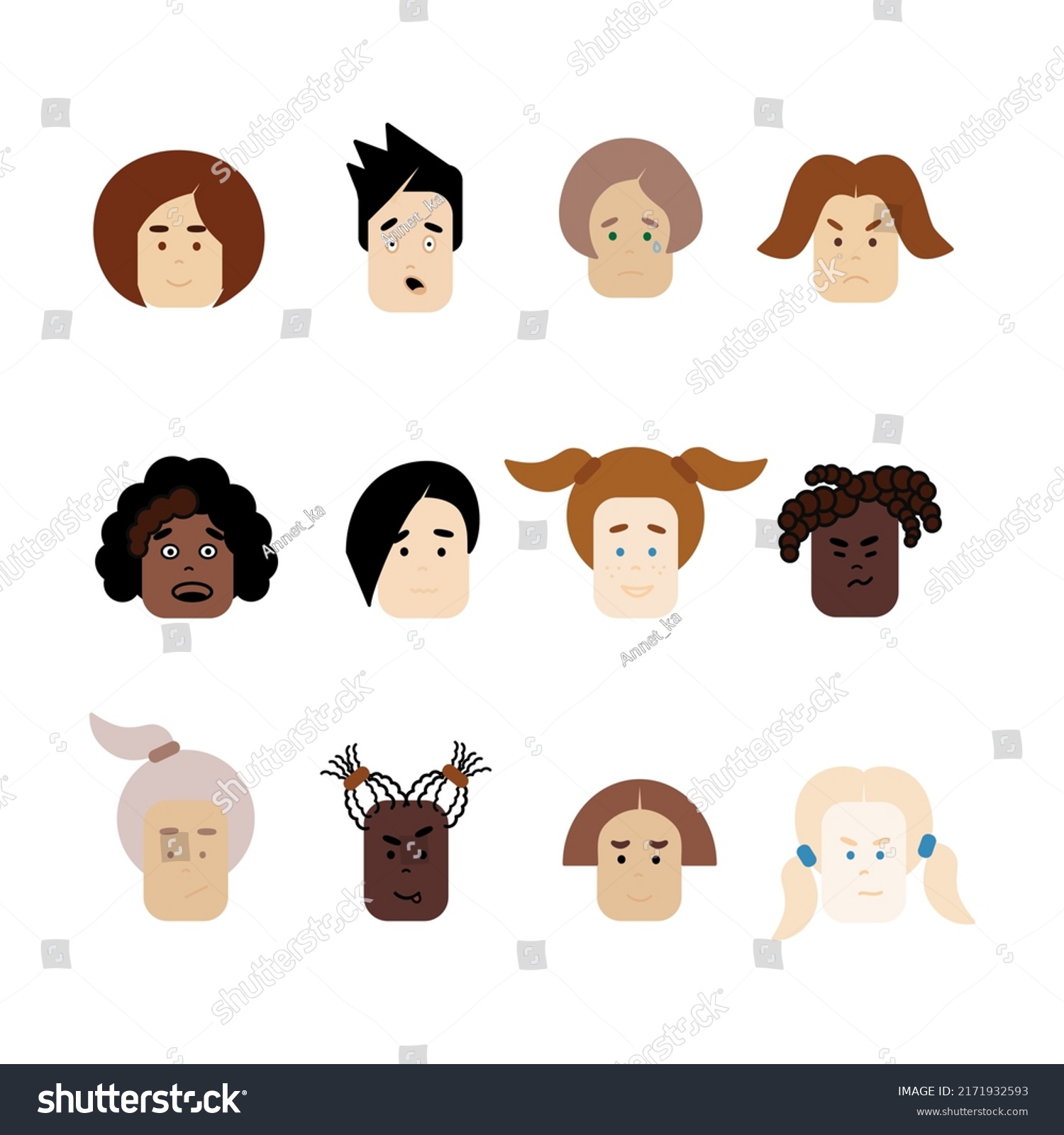 Vector Illustration Basic Emotions Other Cartoon Stock Vector (Royalty ...