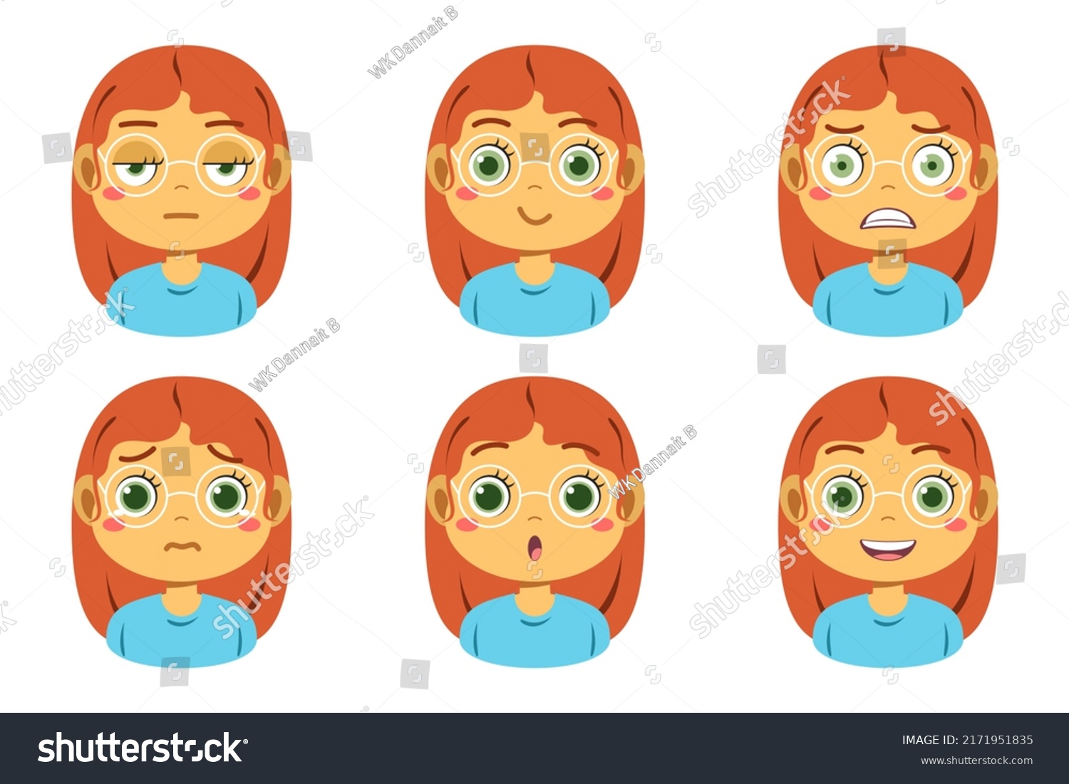 Collection Face Expressions Cute Children Cartoon Stock Vector (Royalty ...