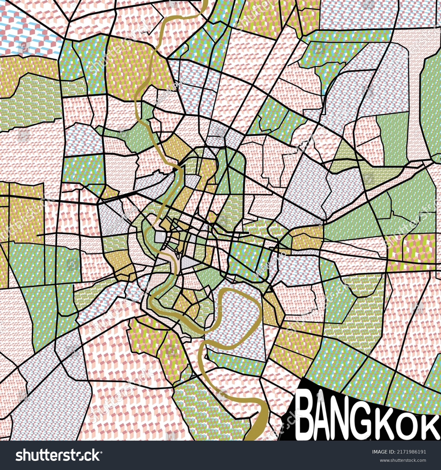 Bangkok Thailand Street Art Mapvector Design Stock Vector (Royalty Free ...