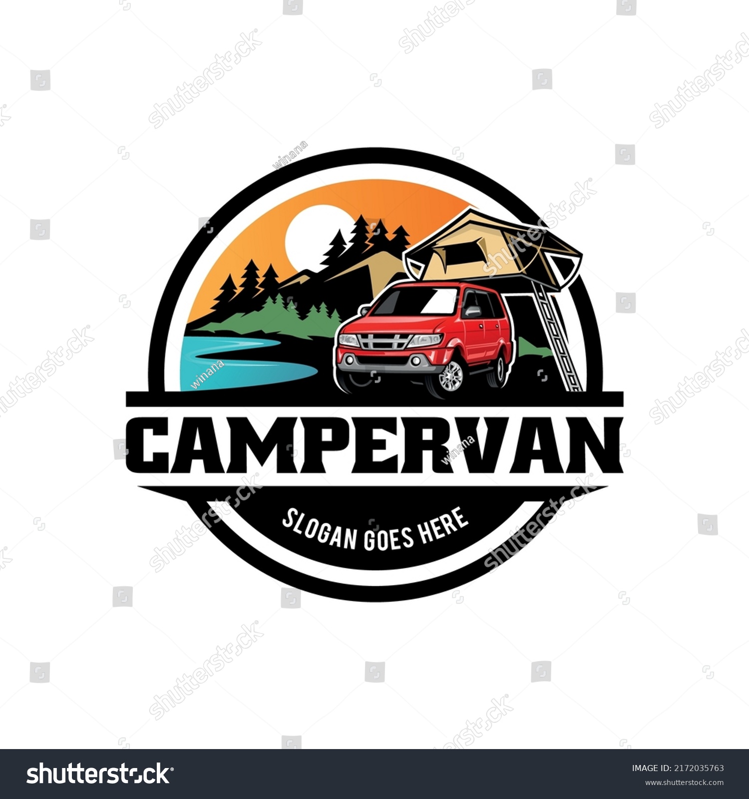 Rv Camper Van Vehicle Roof Tent Stock Vector (Royalty Free) 2172035763 ...