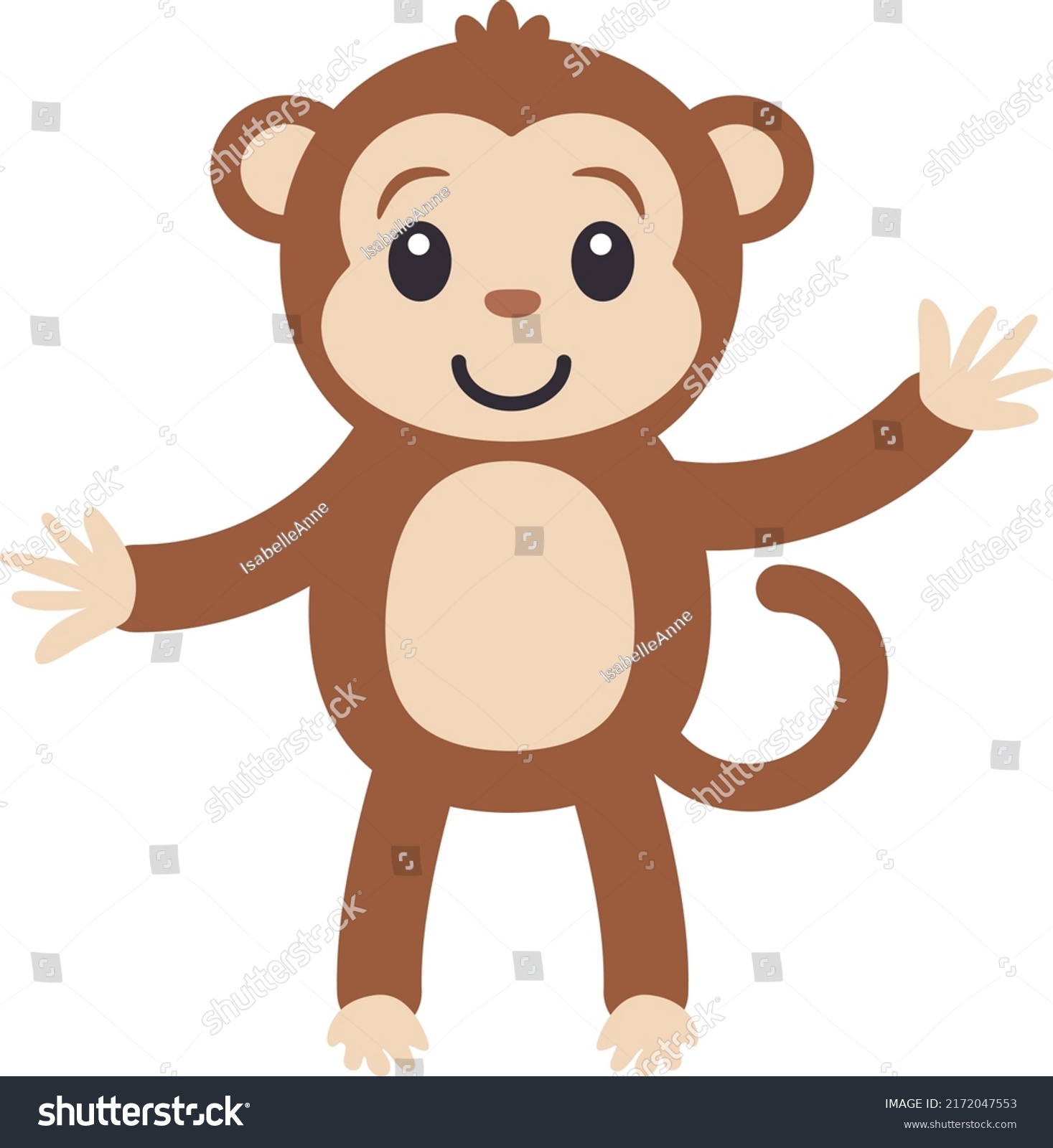 Cute Smiling Monkey Clipart Vector Stock Vector Royalty Free