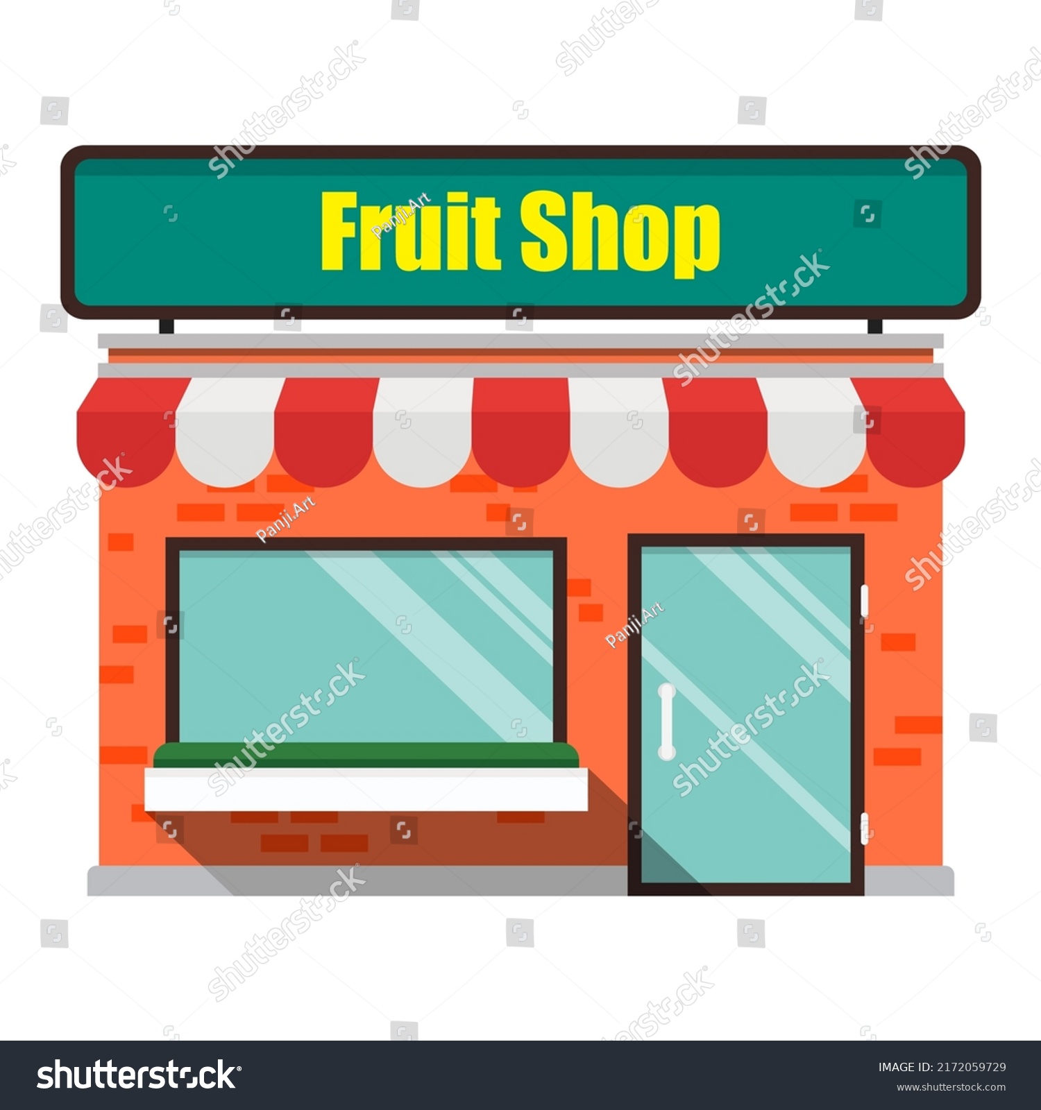 Fruit Shop Flat Shadow On White Stock Vector (royalty Free) 2172059729 