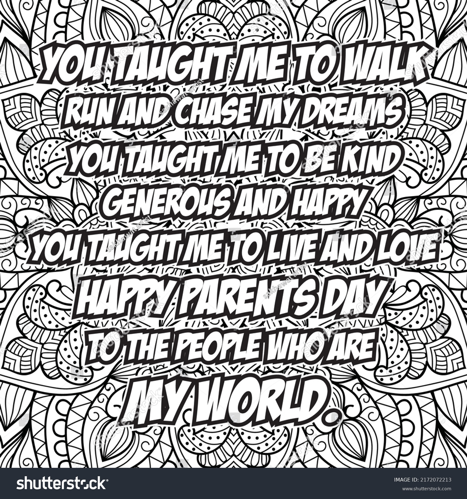 Parents Day Quotes Coloring Page Design Stock Vector (Royalty Free ...