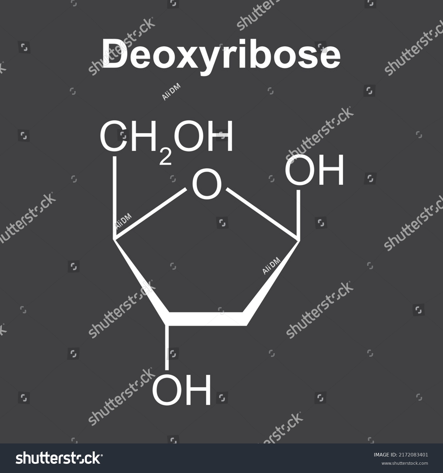 Chemical Structure Deoxyribose Sugar Molecule Vector Stock Vector ...