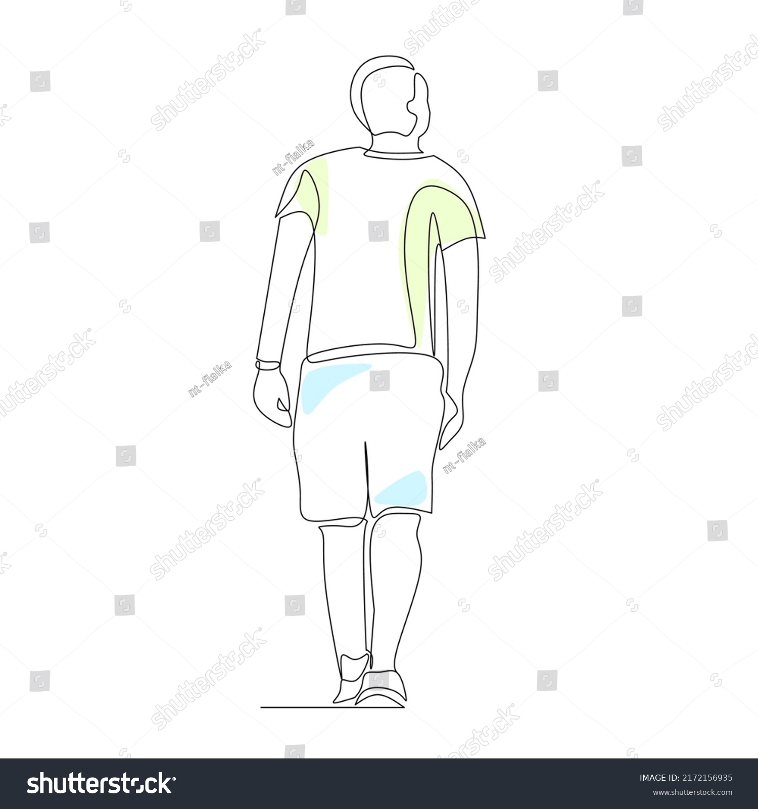 Vector Illustration Walking Man Drawn Line Stock Vector (royalty Free 