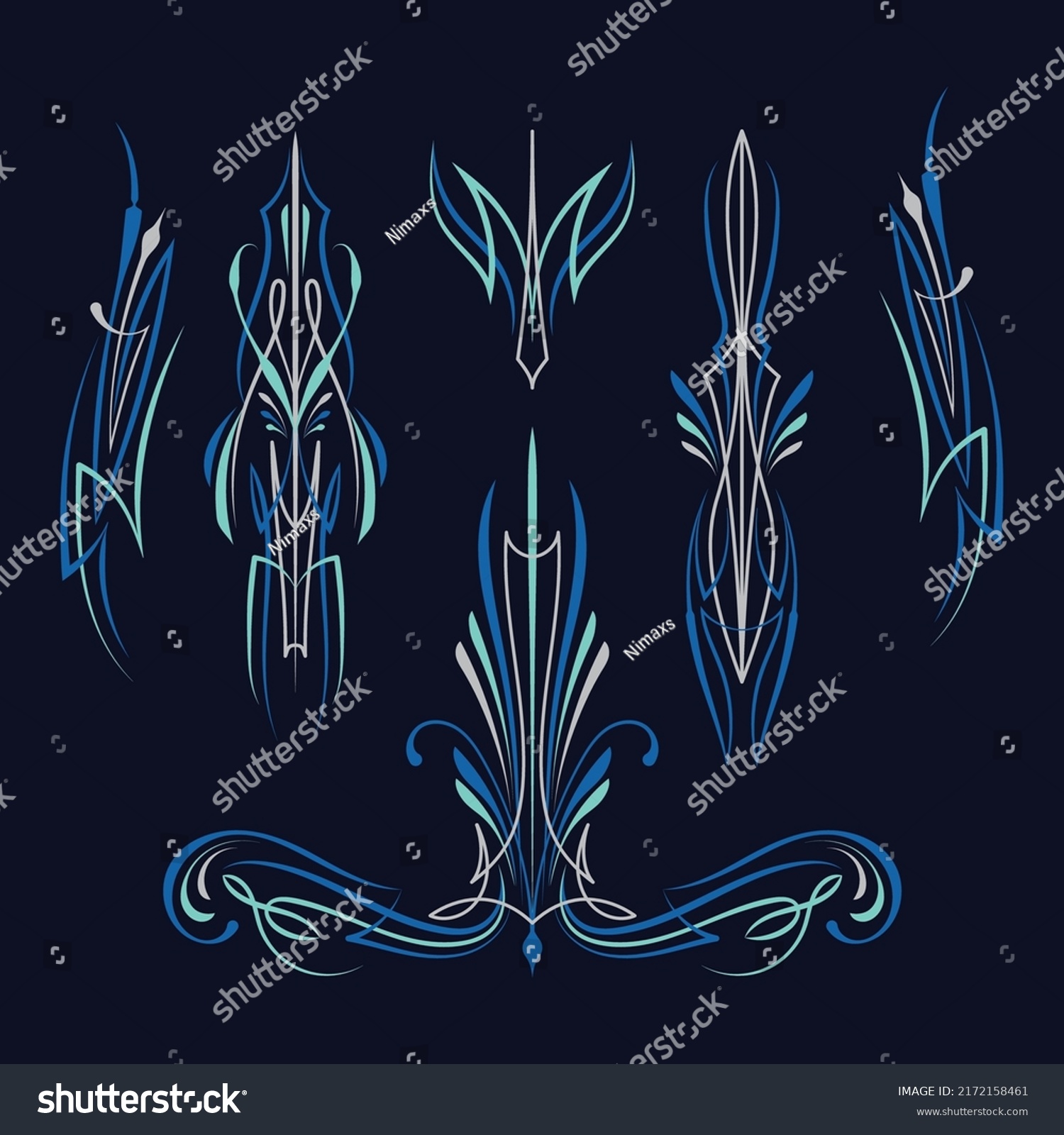 Blue Color Pinstriping Art Old School Stock Vector (Royalty Free ...