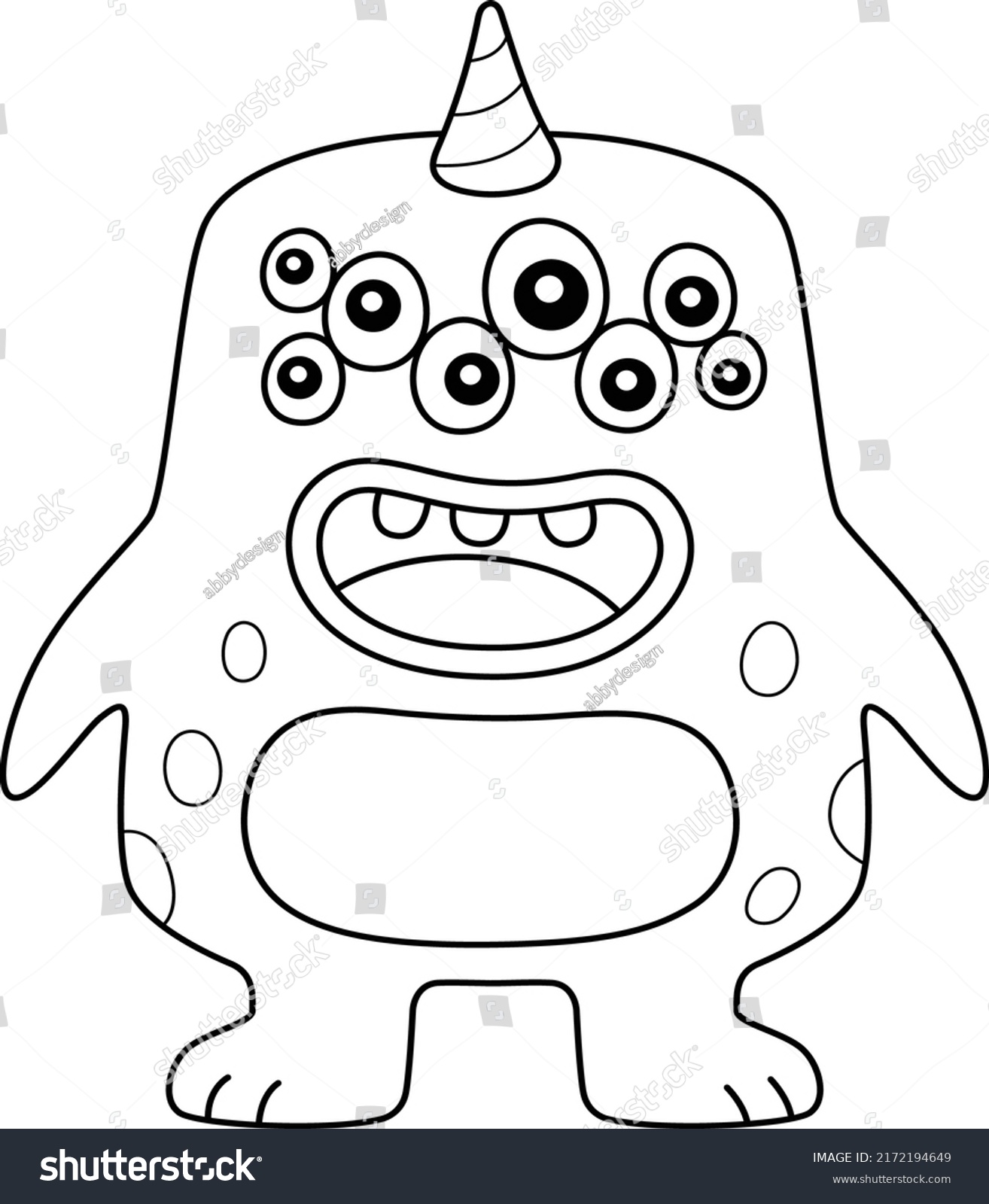 Monster Multiple Eyes Coloring Page Kids Stock Vector (Royalty Free ...