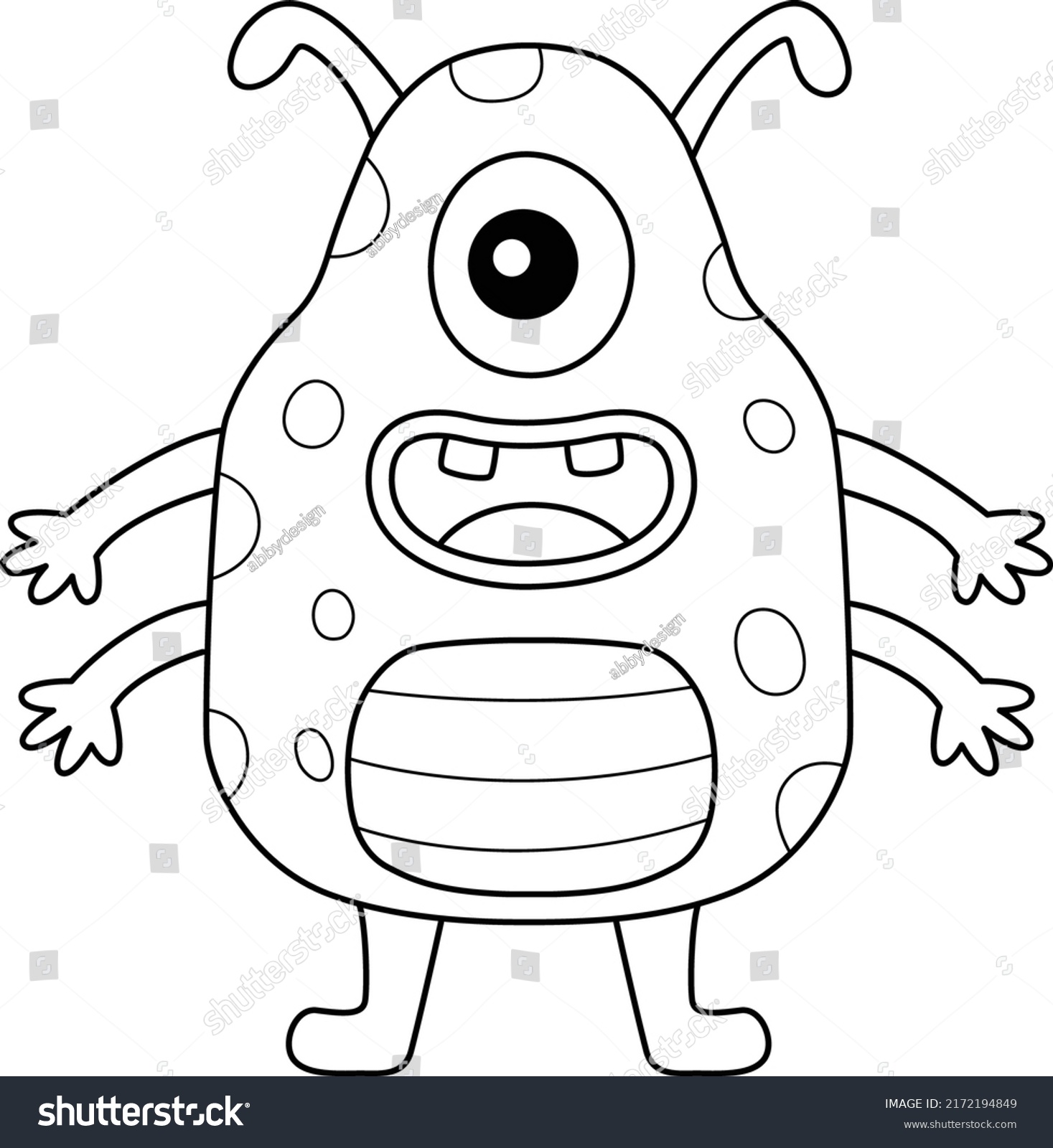 One Eyed Monster Coloring Page Kids Stock Vector (Royalty Free ...