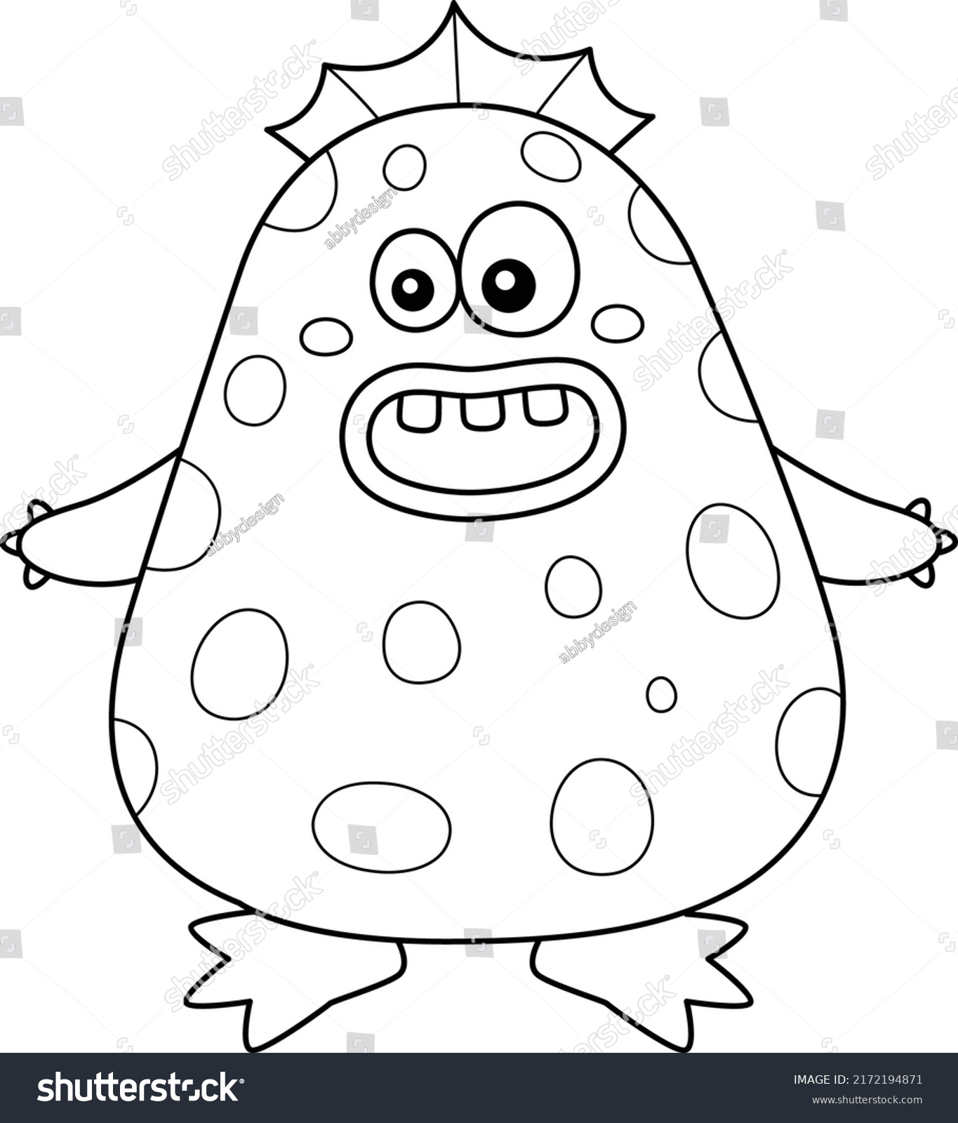 Monster Fish Coloring Page Kids Stock Vector (Royalty Free) 2172194871