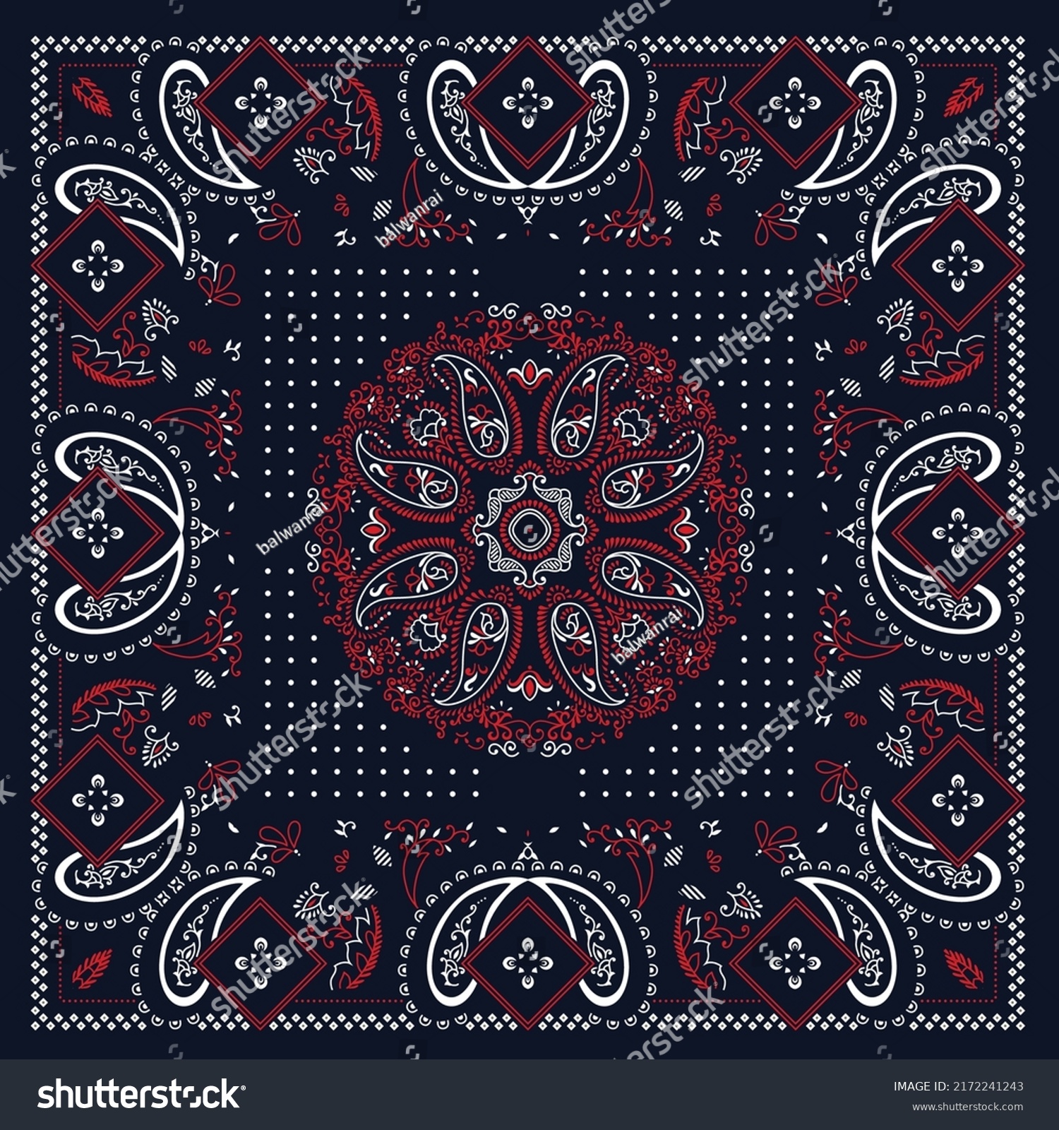 Bandana Pattern On Navy Background Stock Vector (Royalty Free ...